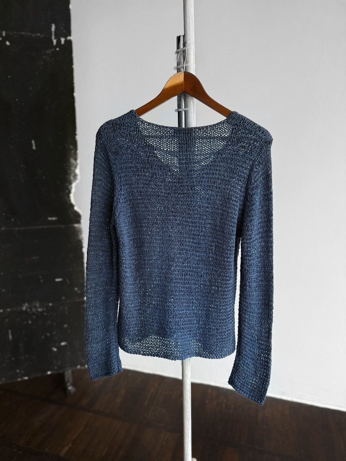 Designer Oui Womens Navy Blue Knit Lace Up Sweater Pullover Acrylic Size L / US 10 / IT 46 - 2 Thumbnail