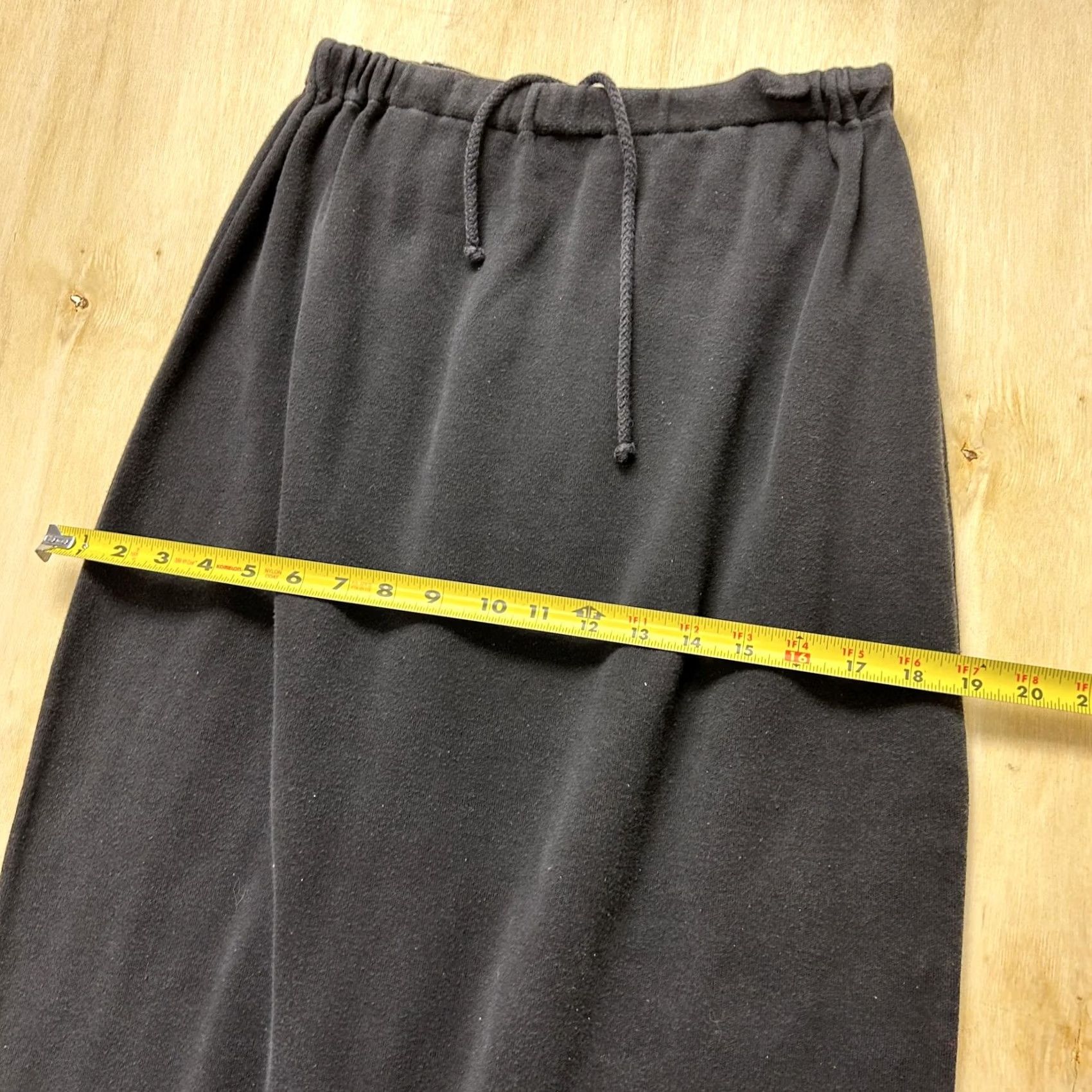 Vintage Joan Vass USA Skirt Womens Medium Black Knit Pencil Midi Elastic Drawstring Size 32" / US 10 / IT 46 - 7 Thumbnail