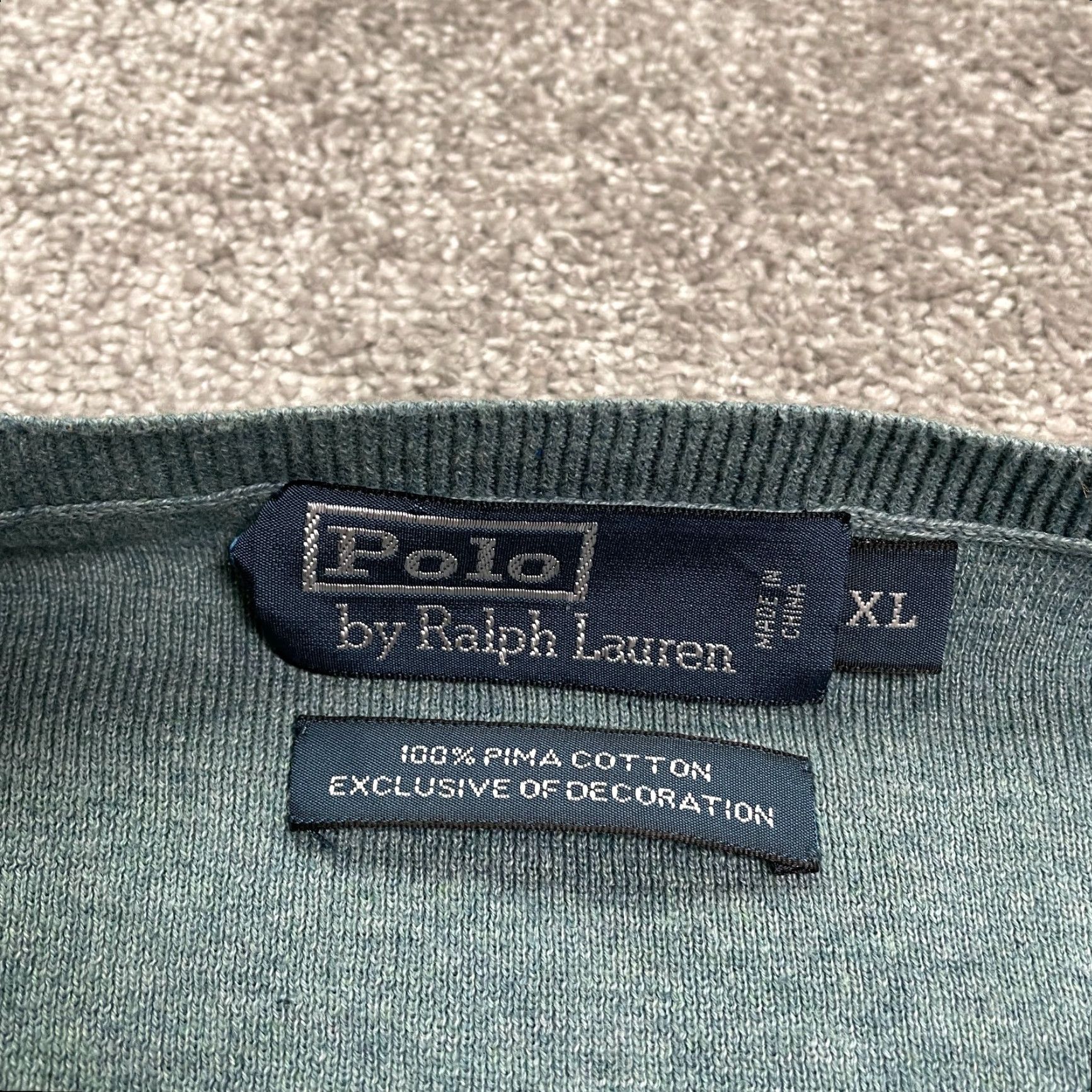 Ralph Lauren Polo Ralph Lauren Sweater Mens XL Green V-Neck Knit Cotton Solid Classic Designer Mens Size US XL / EU 56 / 4 - 4 Thumbnail