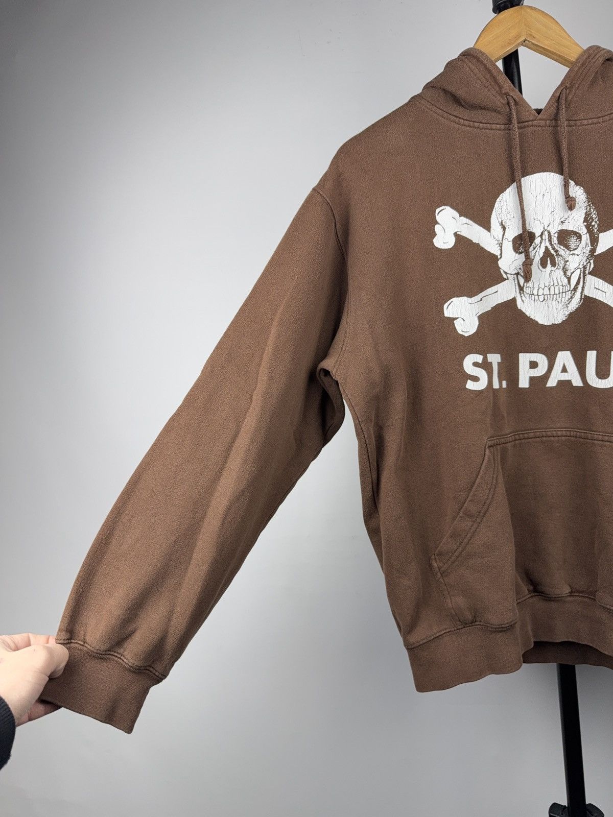 Vintage FC St Pauli Skull Hoodie Totenkopf Brown Pullover Streetwear Size US L / EU 52-54 / 3 - 4 Thumbnail