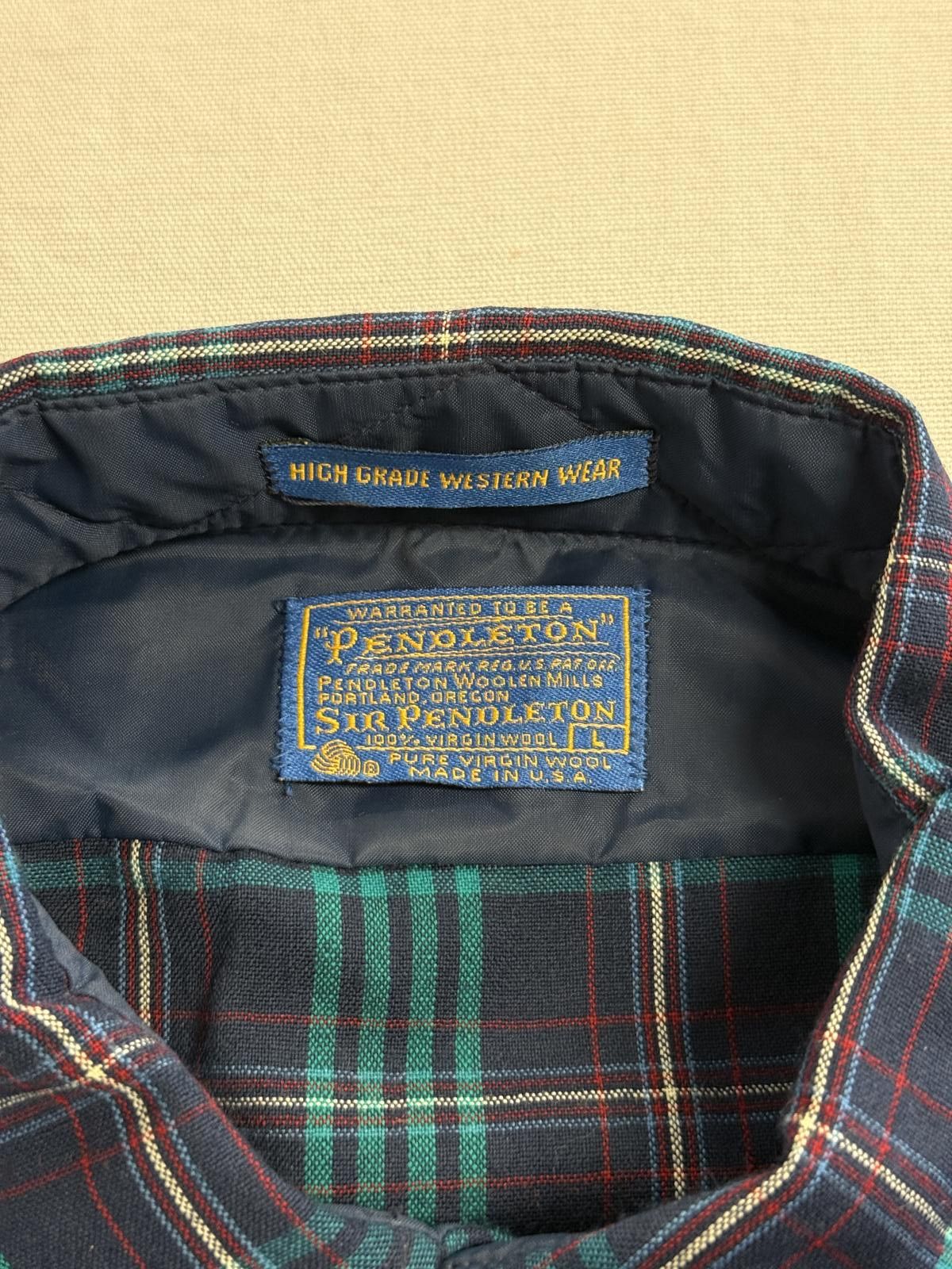 Pendleton Vintage Pendleton Button Up Checkered Green Navy Plaid Size US L / EU 52-54 / 3 - 2 Thumbnail