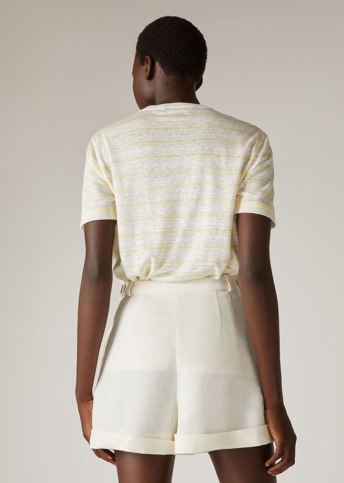 Loro Piana o1srvl11e1224 Stromboli T-Shirt in White & Yellow Size S / US 4 / IT 40 - 4 Thumbnail