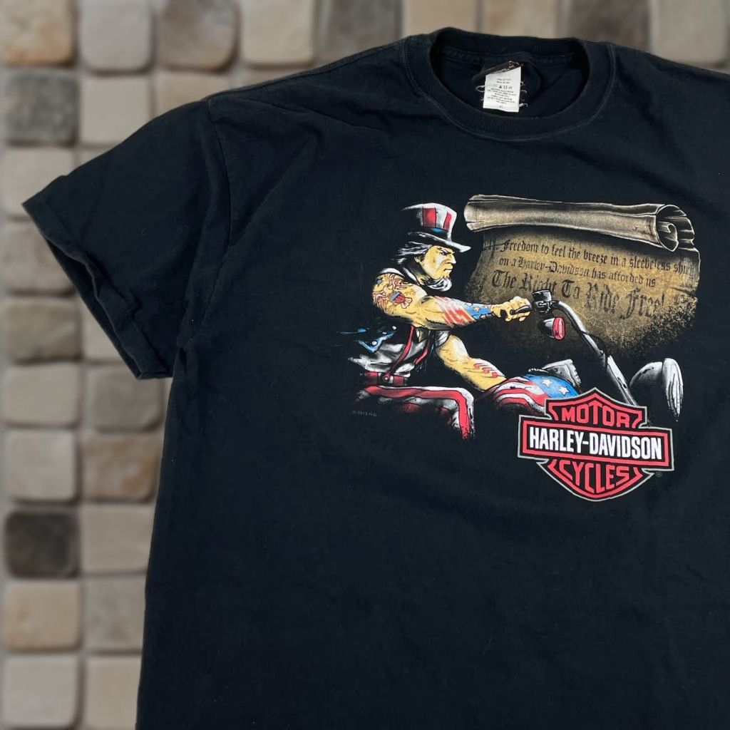 Harley Davidson VINTAGE Harley-Davidson Shirt Mens XL Black Motorcycle Abe Lincoln Constitution T-Shirt Mens Graphic Print Logo Community Style Modern TrueClassic? Size US XL / EU 56 / 4 - 1 Thumbnail