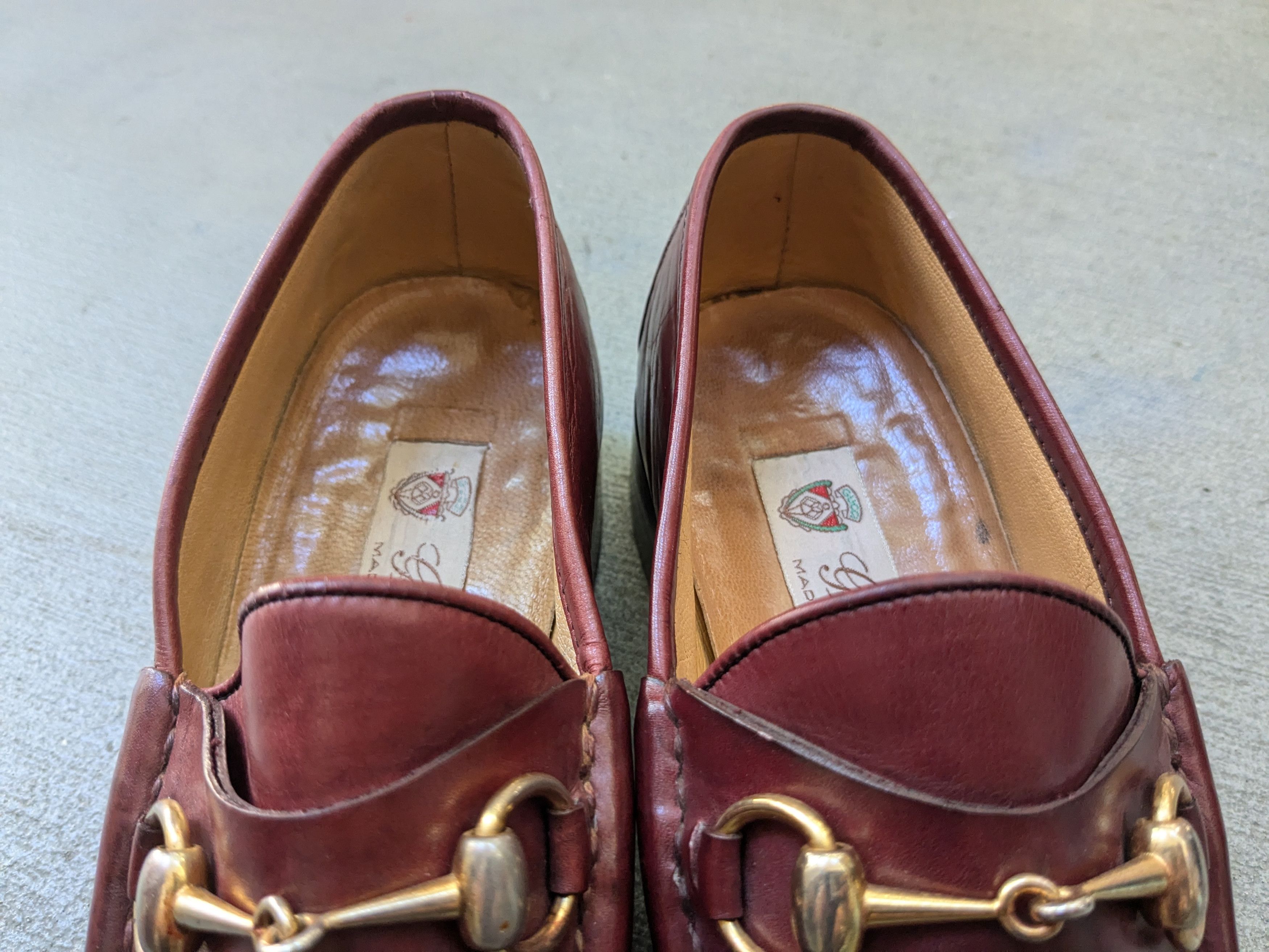 Vintage Gucci Horsebit Loafers Red 9 Red Snaffle Bit Gold