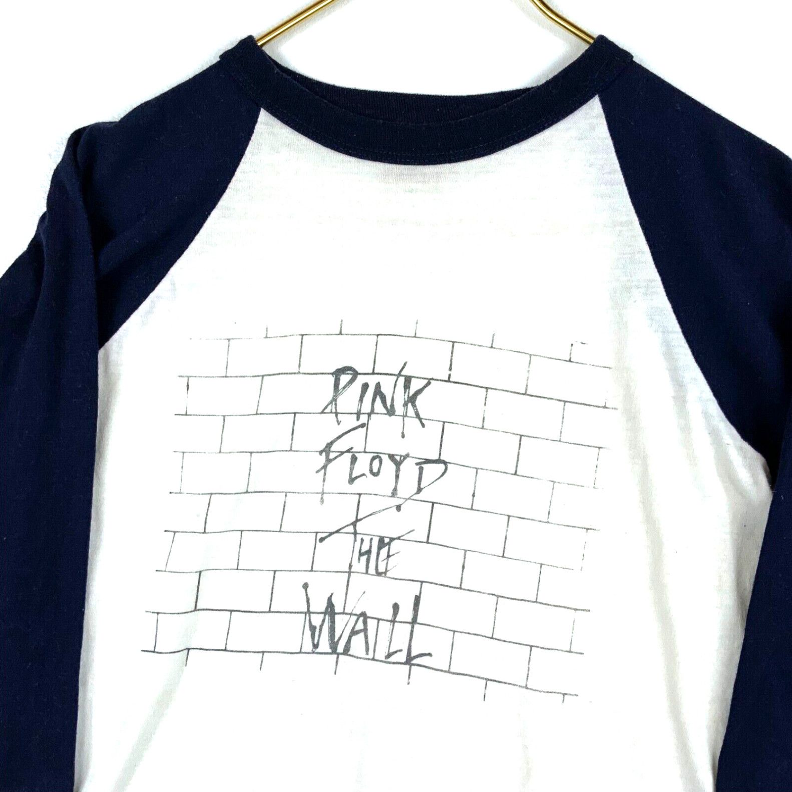 Image of Vintage Pink Floyd The Wall 3/4 Sleeve Raglan T-Shirt Small White 70's 80S, Men's