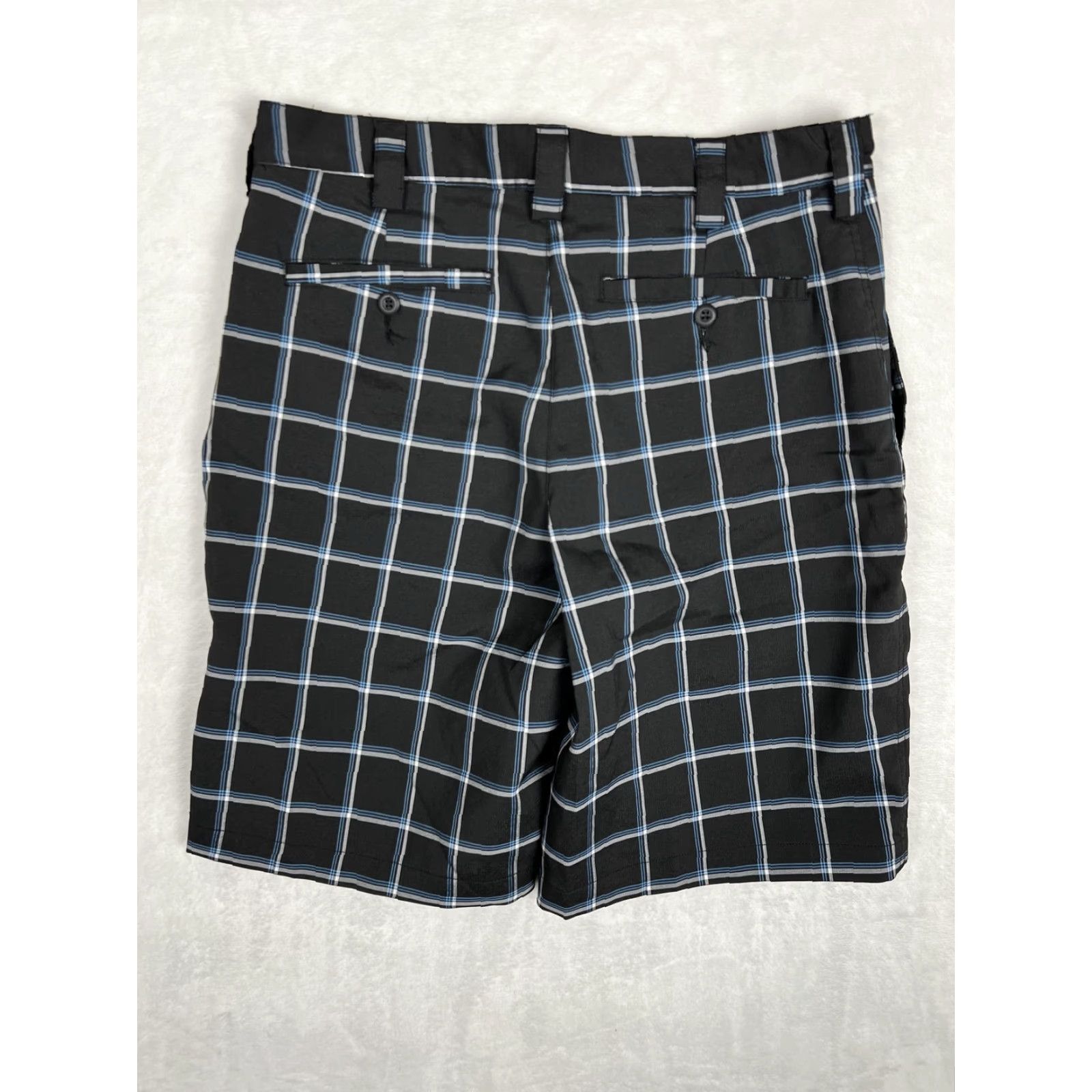 Vintage Snake Eyes Shorts Mens 30 Black Plaid Chino Flat Front Stretch Casual Golf 30in Waist Regular Inseam 10in Size US 30 / EU 46 - 5 Thumbnail