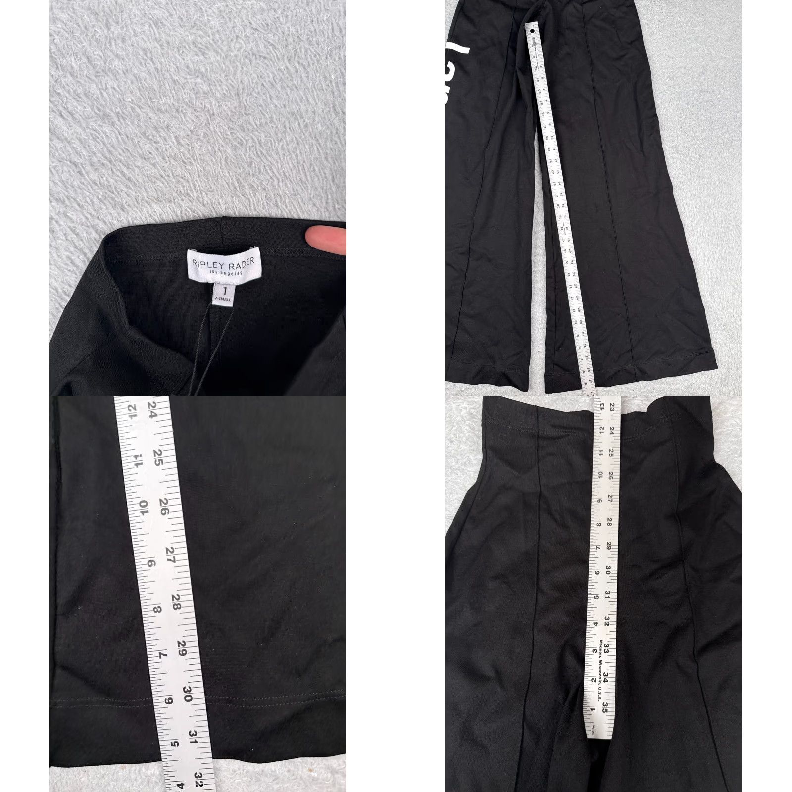 Vintage Ripley Rader Wide Leg Pants Womens Size 1 Black Ponte Business Casual 24"-26" Waist Size 25" / US 0 / IT 36 - 8 Thumbnail