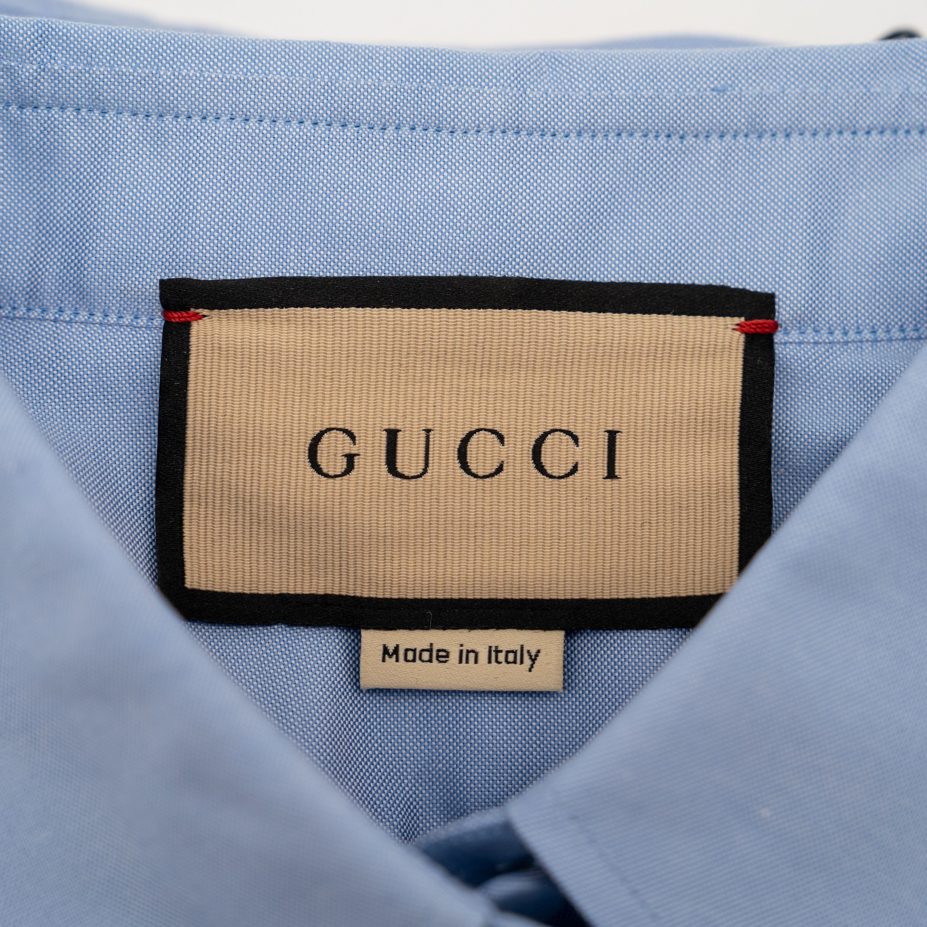 Gucci Gucci Blue Pleated Shirt Oxford Cotton Black Tie Size M / US 6-8 / IT 42-44 - 9 Thumbnail