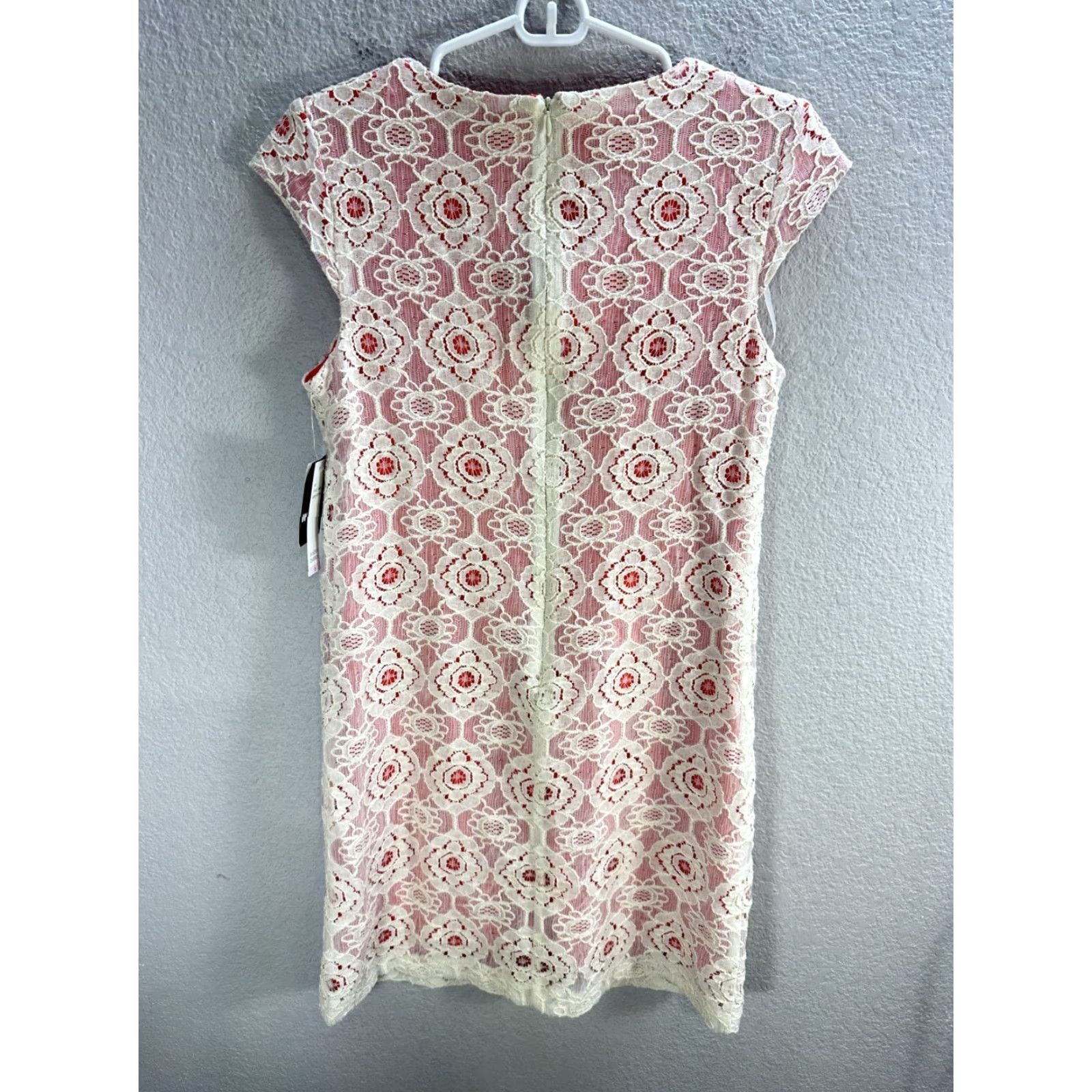 Vintage Sandra Darren White Orange Lace Mini Dress Embroidered Stoned Pearls Sz 6 NWT Size M / US 6-8 / IT 42-44 - 5 Thumbnail
