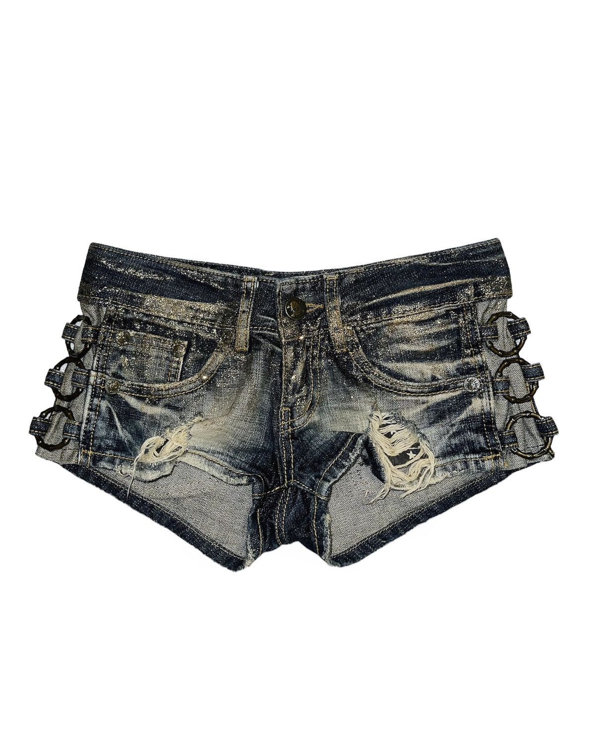 Japanese Brand D.i.a. Gyaru glitter denim shorts ☠️✨ Size 26" / US 2 / IT 38 - 6 Thumbnail
