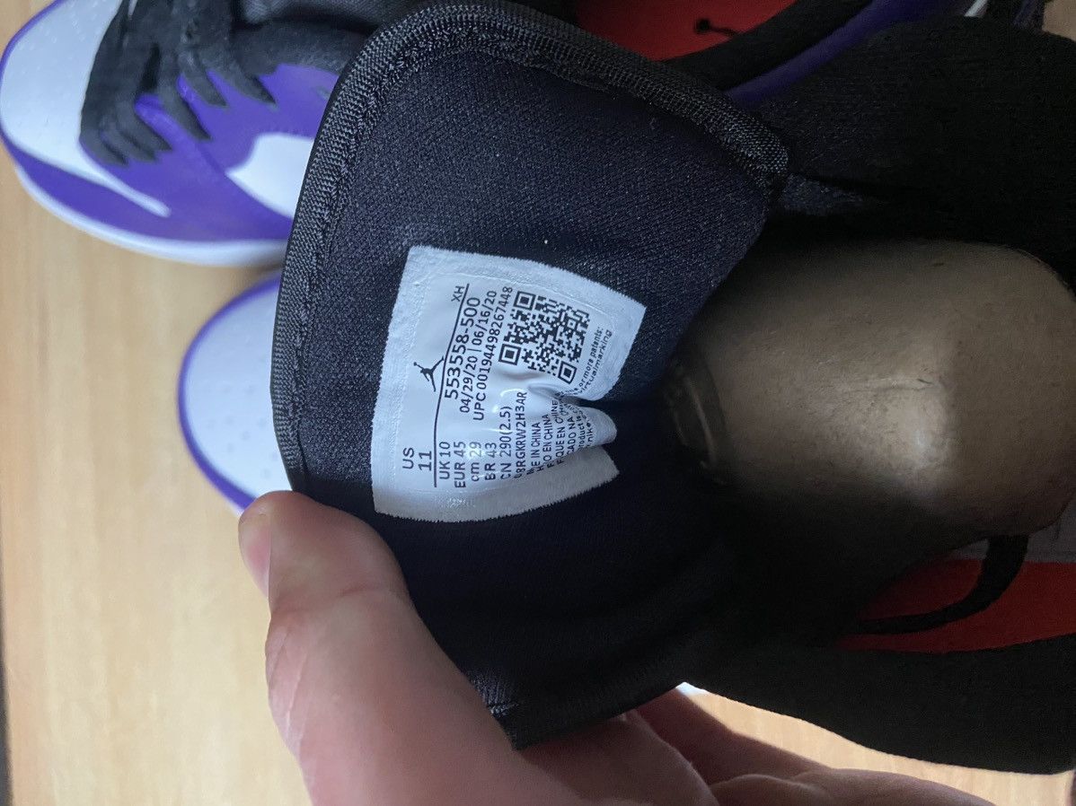 Jordan Brand Air Jordan 1 Low Court Purple White Size US 11 / EU 44 - 10 Thumbnail