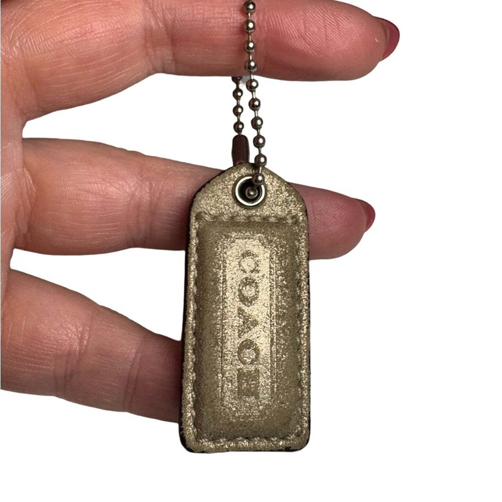 Coach Coach Hang Tag Gold Metallic Suede Style W/Silver Ball Chain Size ONE SIZE - 1 Thumbnail