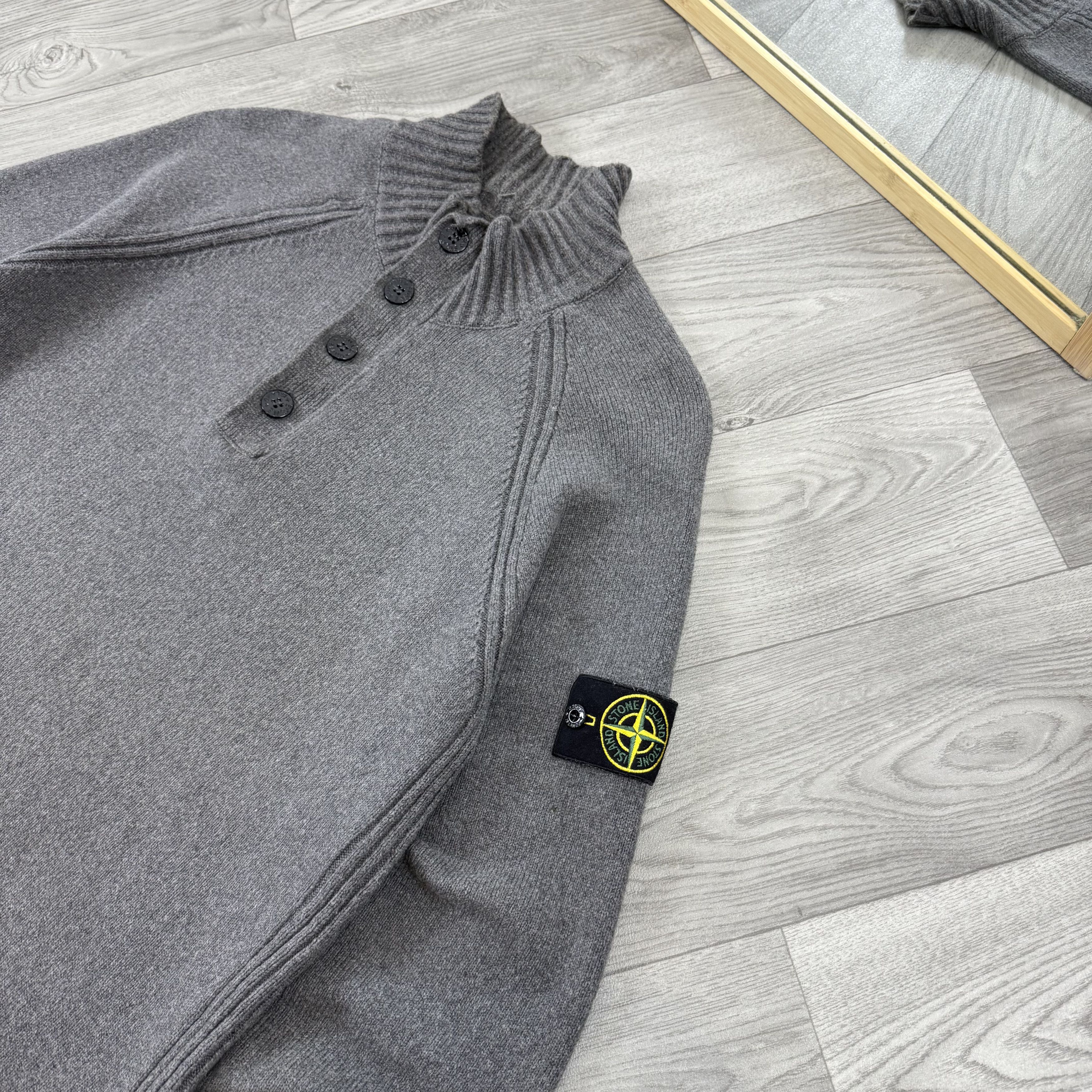 Stone Island Stone Island Wool Half Zip Button Grey Knit Sweater Size US XL / EU 56 / 4 - 7 Thumbnail