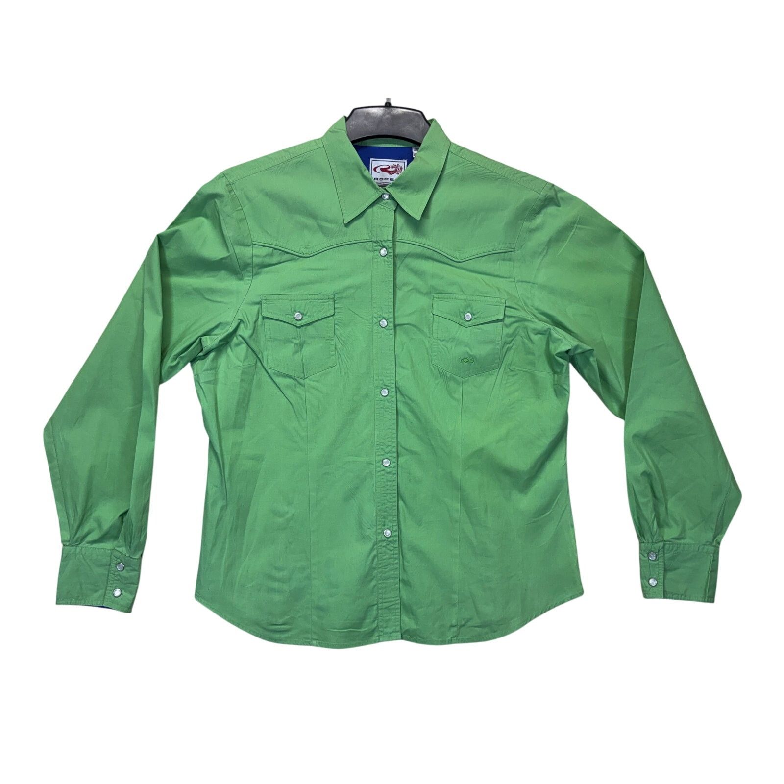 Roper Roper Green Women’s L Western Pearl Snap Shirt Long Sleeve Size L / US 10 / IT 46 - 1 Thumbnail