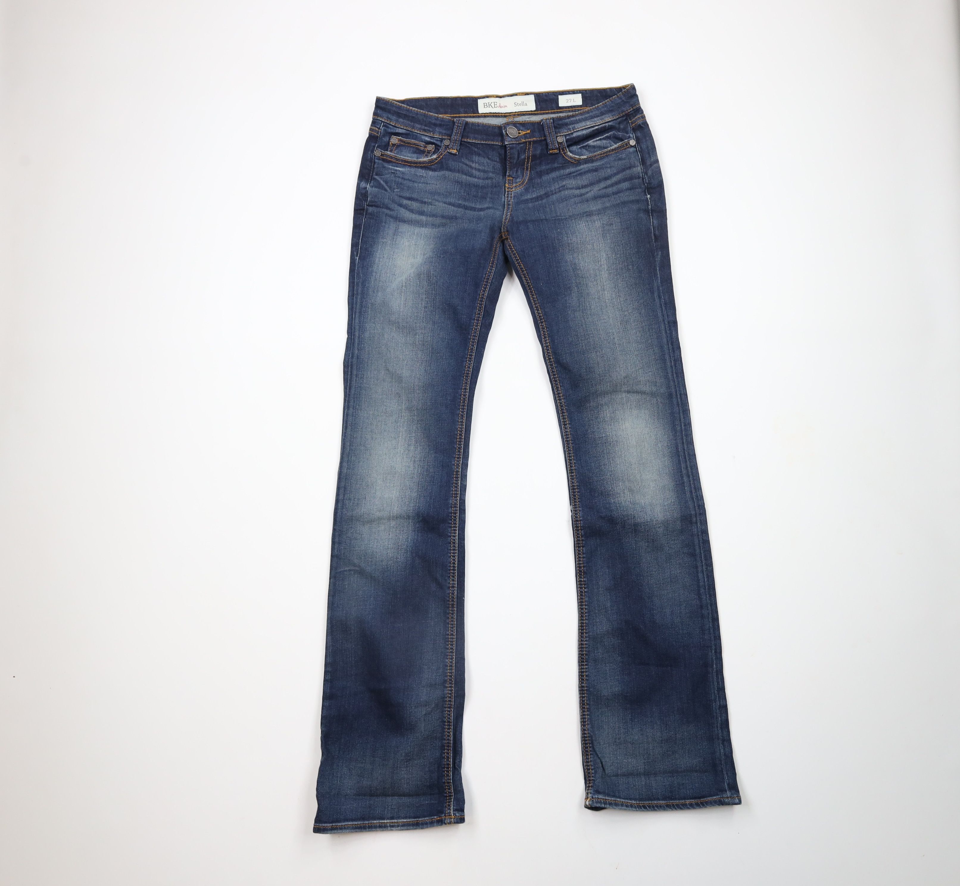 BKE × Vintage Buckle BKE Thick Stitch Stretch Flared Denim Jeans Blue Size 27" / US 4 / IT 40 - 1 Thumbnail