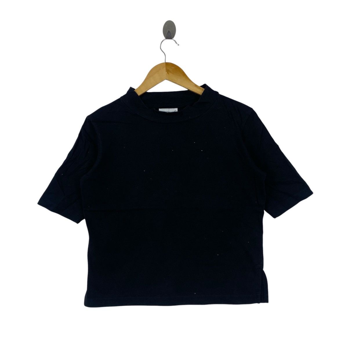 agnes b. Vintage Agnes B Japan Ribbed Mock Neck Top S Black Size S / US 4 / IT 40 - 1 Thumbnail