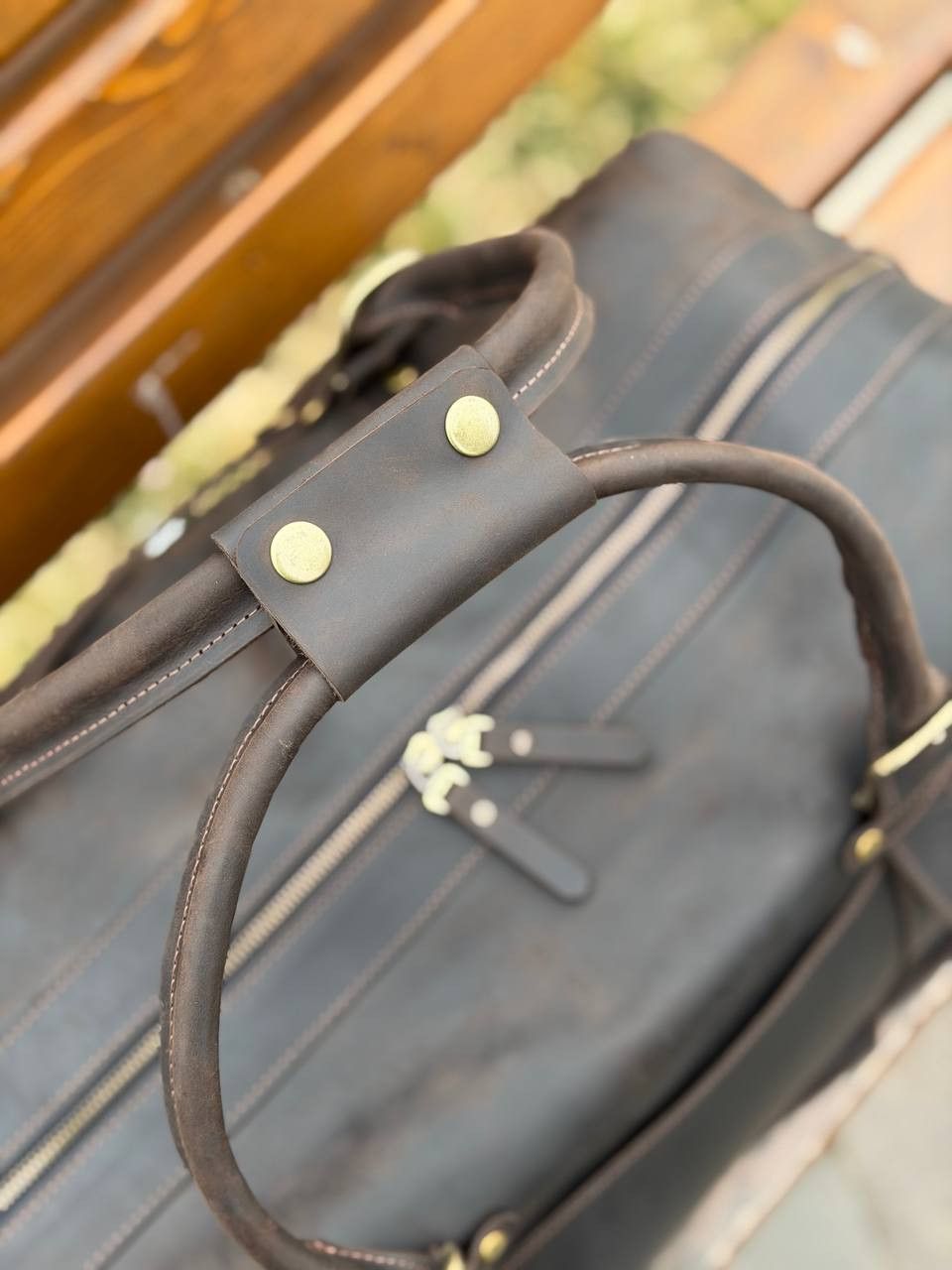 Other Genuine vintage leather travel bag. Duffel Bag. Handmade. Size ONE SIZE - 8 Thumbnail