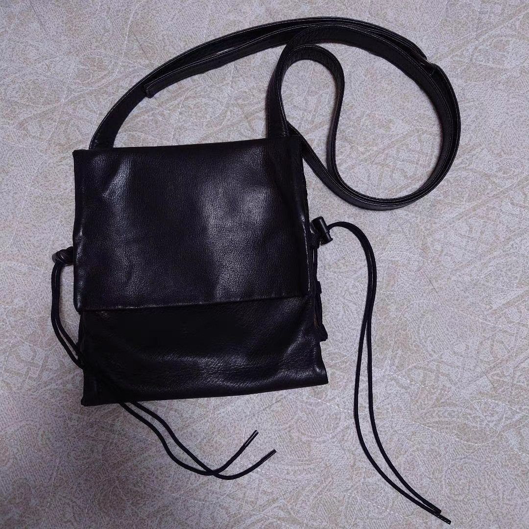 Yohji Yamamoto Black Leather Crossbody Bag with Adjustable Strap Size ONE SIZE - 1 Thumbnail