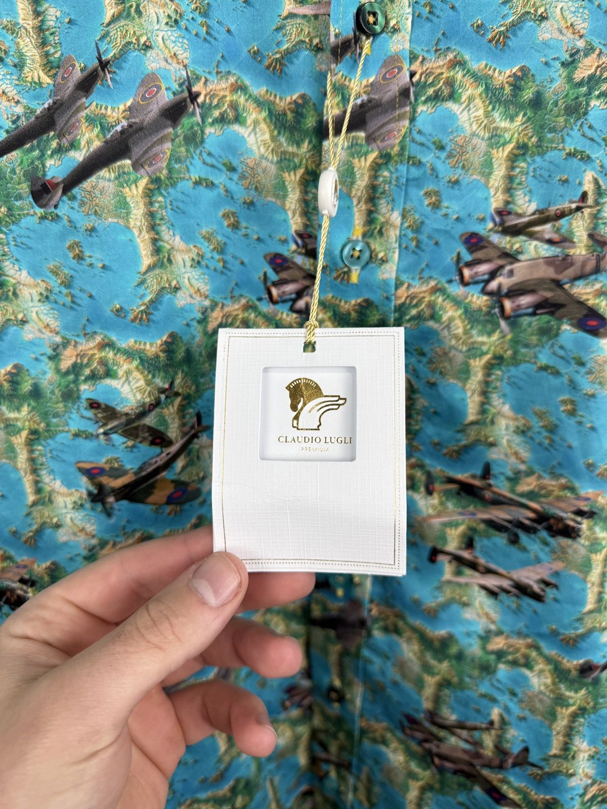 Other ❗️NEW 🇮🇹 Claudio Lugli Lancaster Sky Airplane Luxury Shirt Size US XXL / EU 58 / 5 - 6 Thumbnail