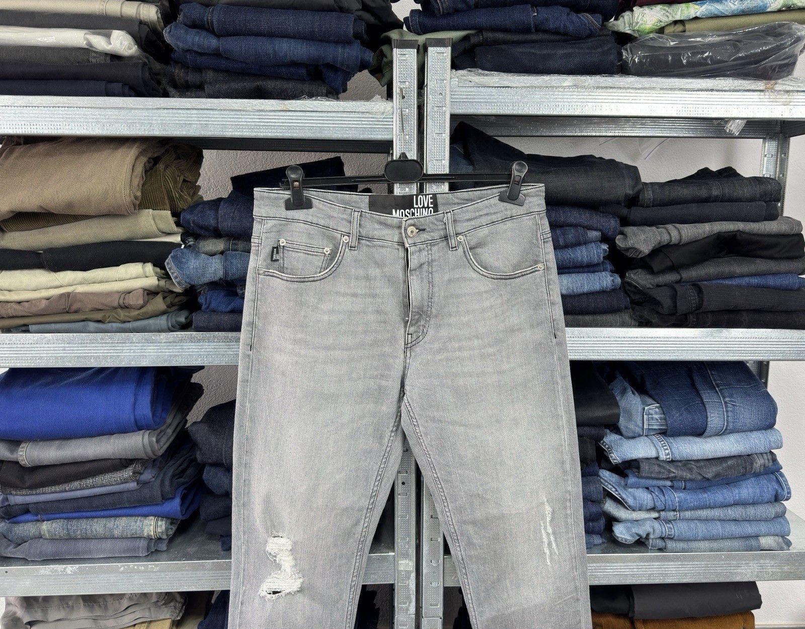 Moschino Love Moschino Men Distressed Gray Jeans Size 33 Size US 33 - 2 Thumbnail