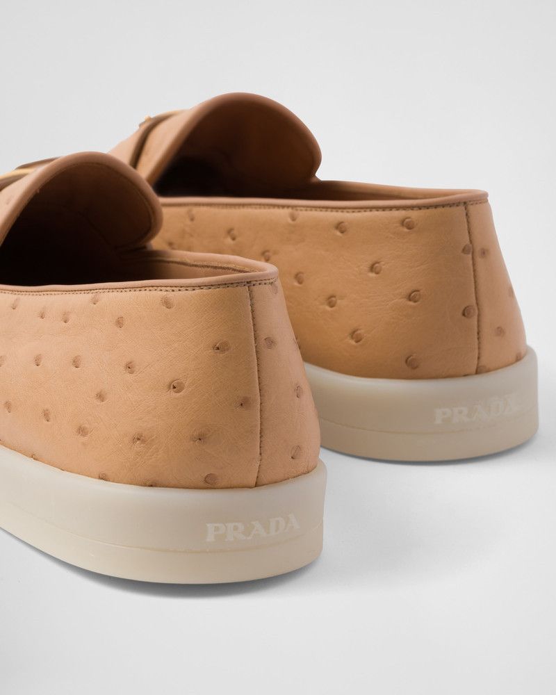 Prada o1w1db10526 Ostrich Leather Loafers in Natural Size US 11 / EU 44 - 7 Thumbnail