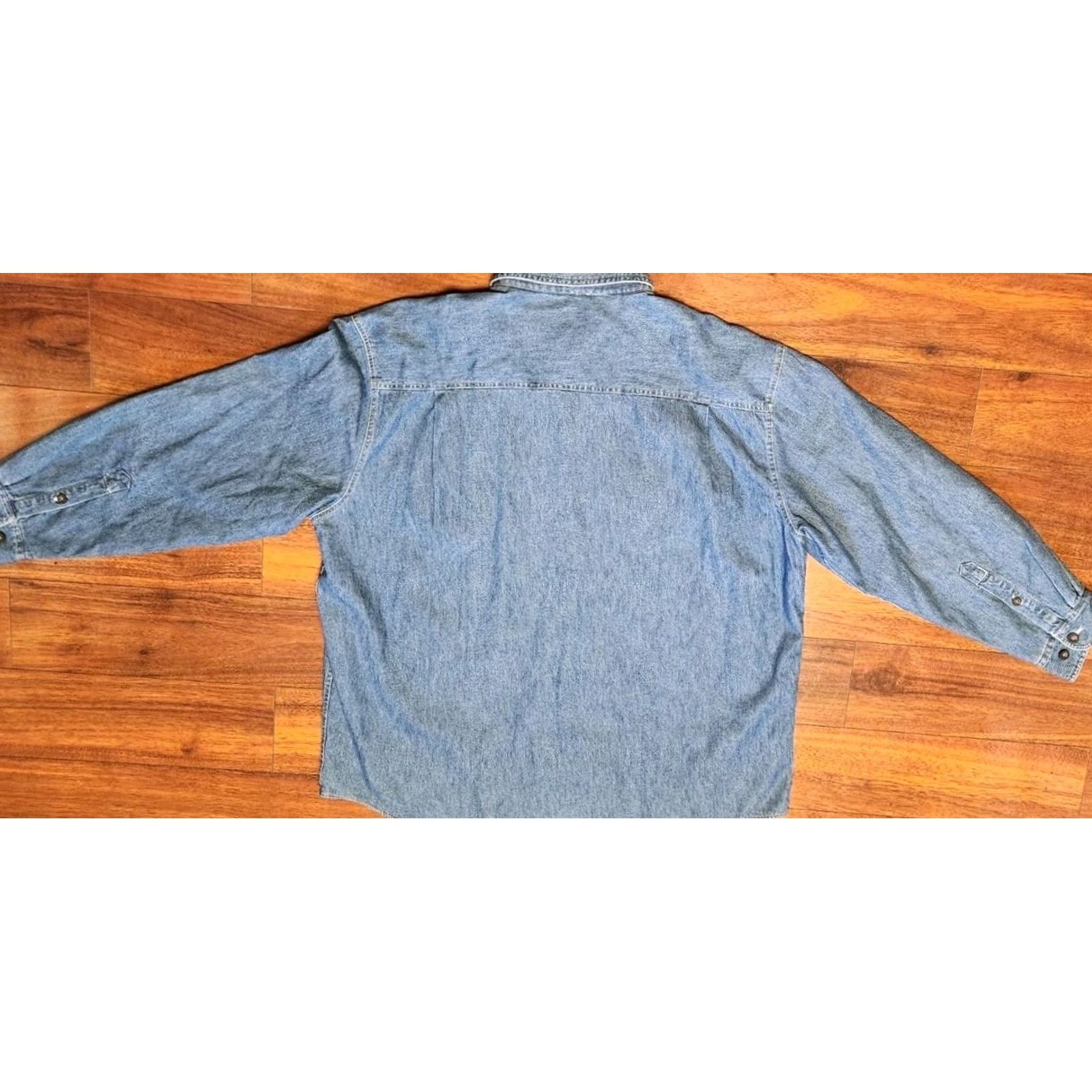Vintage VINTAGE Woolrich Denim Shirt Jacket Men’s XL Blue Denim Fleece Lined Shacket Long Sleeve Button-Up Casual Retro Western City Stylish Mens Size US XL / EU 56 / 4 - 7 Thumbnail
