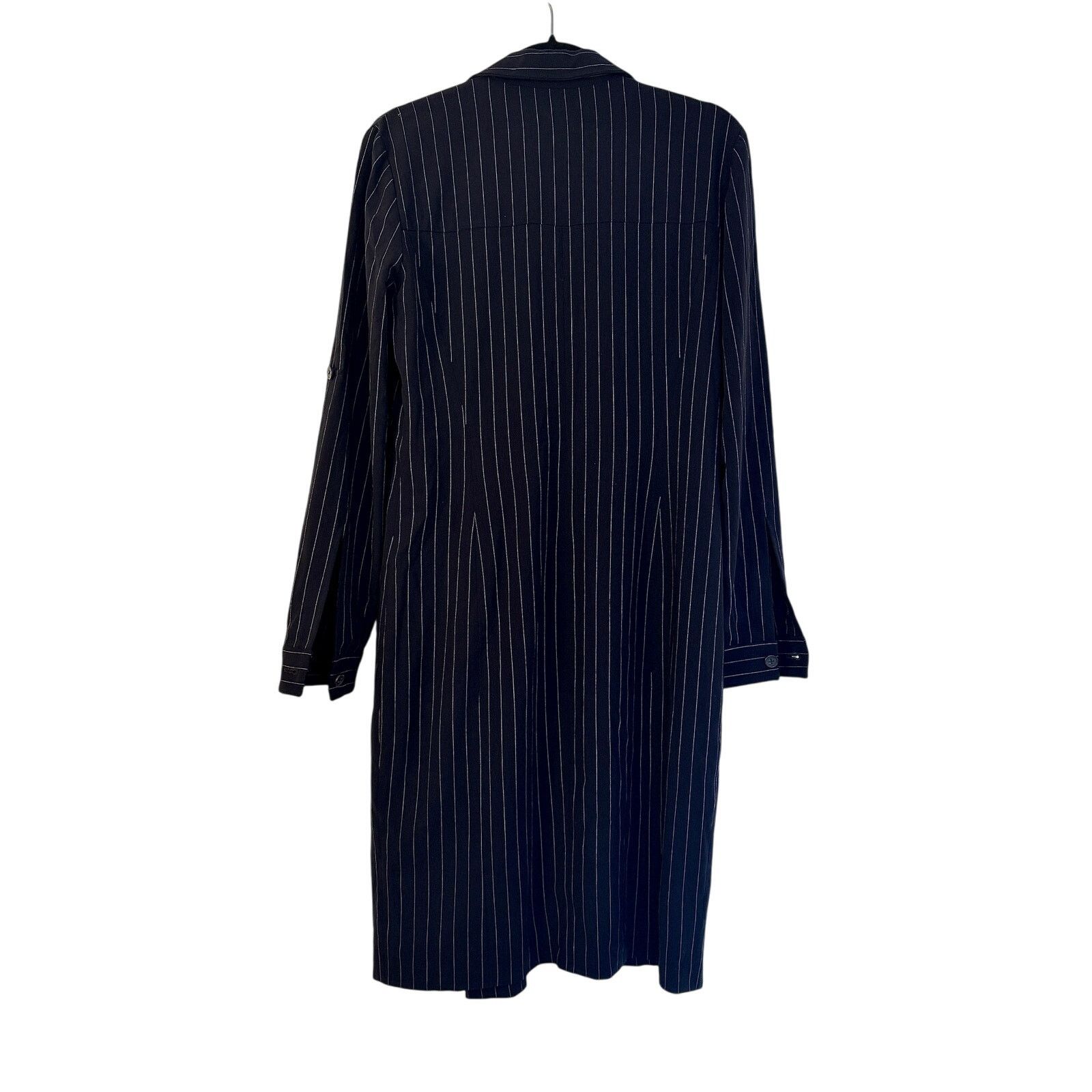 Carolina Herrera Carolina Herrera Navy Blue Pinstripe Dress Size L / US 10 / IT 46 - 2 Thumbnail