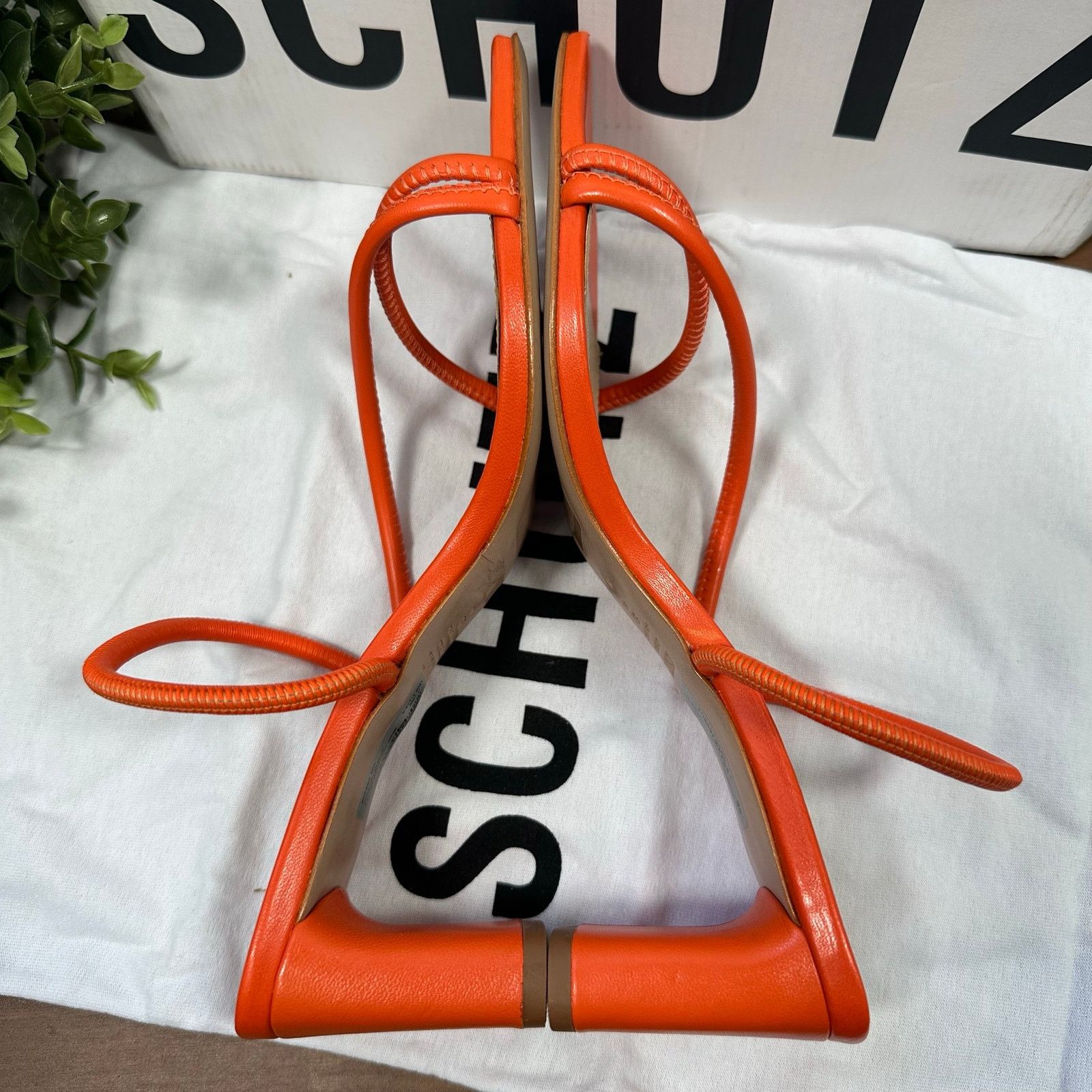 SCHUTZ Schutz Chessie Mid Leather Mid Heel Sandals Orange Size 9 Size US 9 / IT 39 - 6 Thumbnail