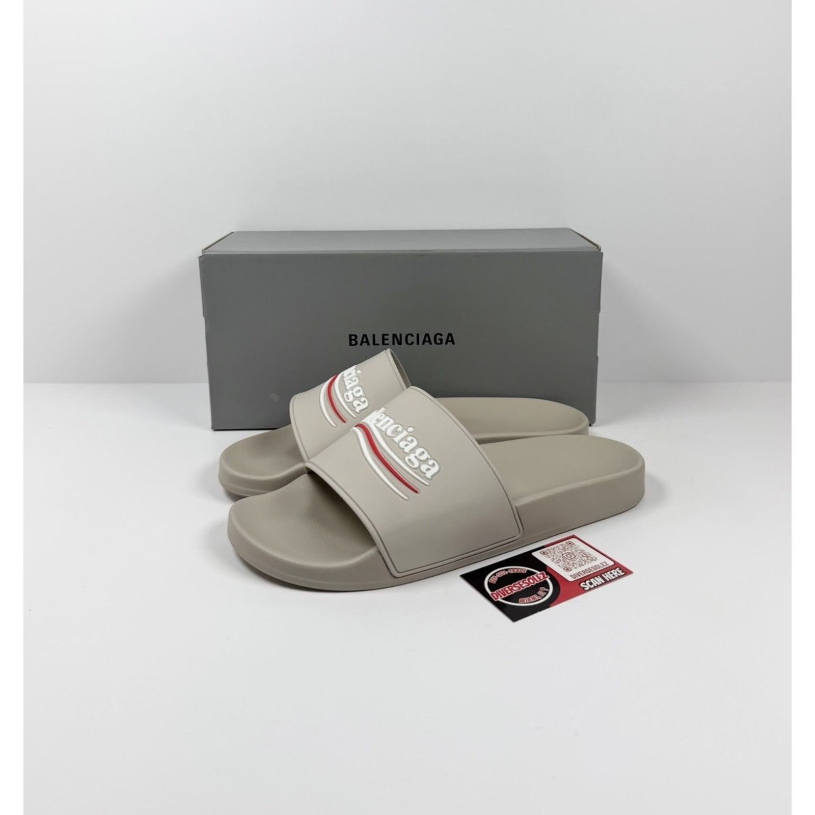 Balenciaga Size 9 - Balenciaga Beige Pool Campaign Logo Sandals NEW! Size US 9 / EU 42 - 1 Thumbnail