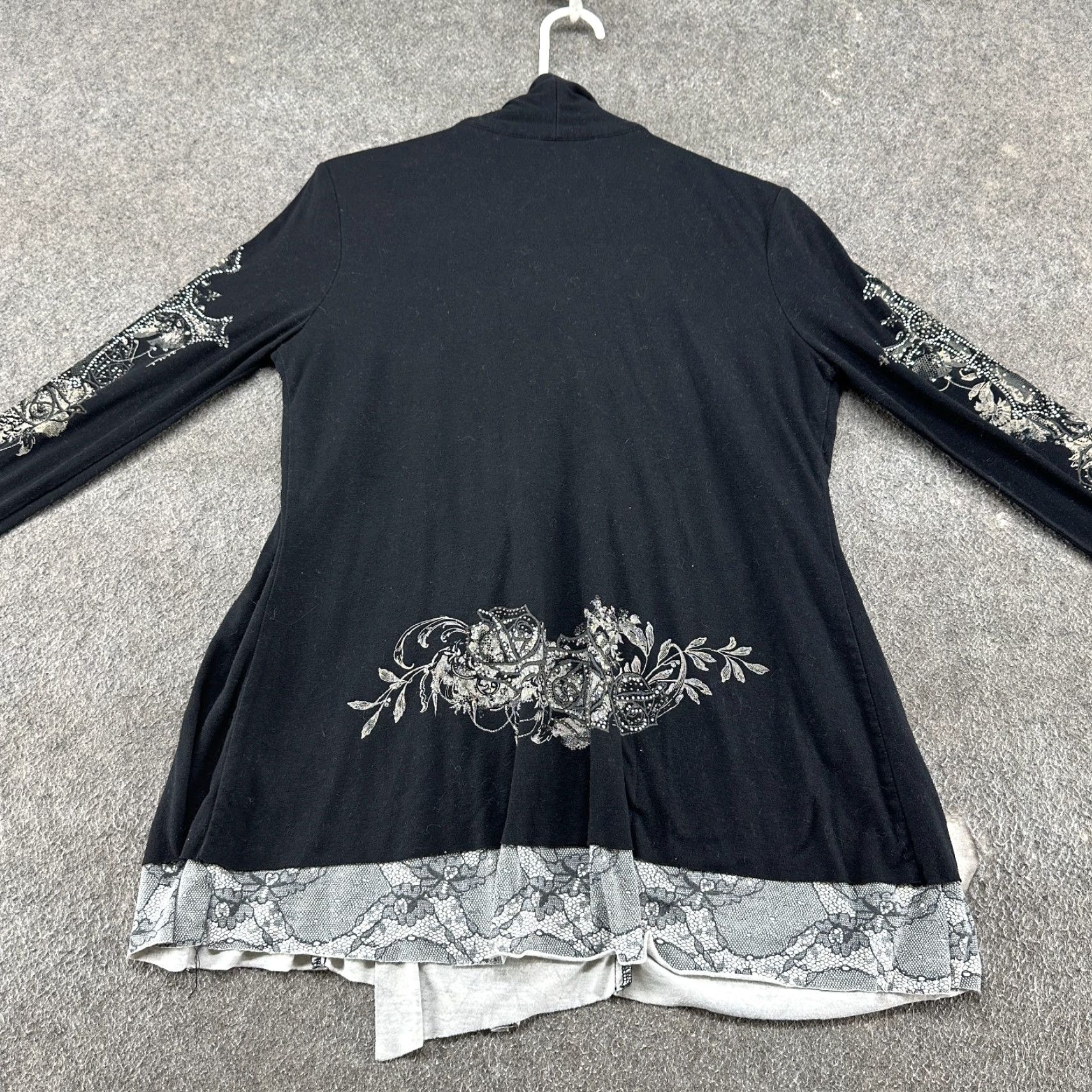 Miss Me VINTAGE Miss Me Cardigan Sweater Womens M Black Rhinestone Bling Roses Cross 80s 90s Fashion Style Cardigan Mens Womens Girls Boys Size M / US 6-8 / IT 42-44 - 7 Thumbnail