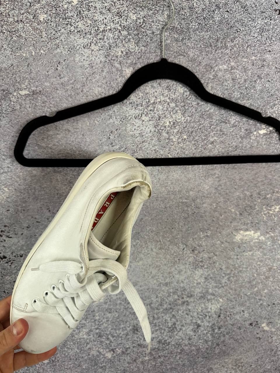 Prada × Vintage Prada Leather Lace-Up Sneakers White Women's 38 Size Size US 8 / IT 38 - 18 Thumbnail