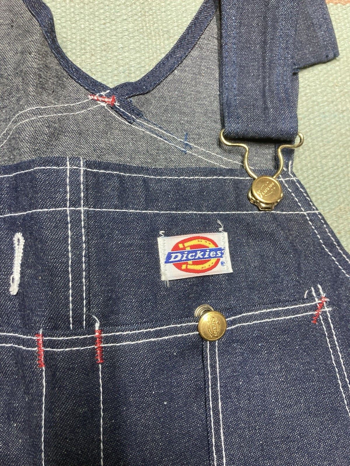 Vintage 80s dickies denim overalls NOS raw denim farm work USA 38x32 Size US 38 / EU 54 - 4 Thumbnail