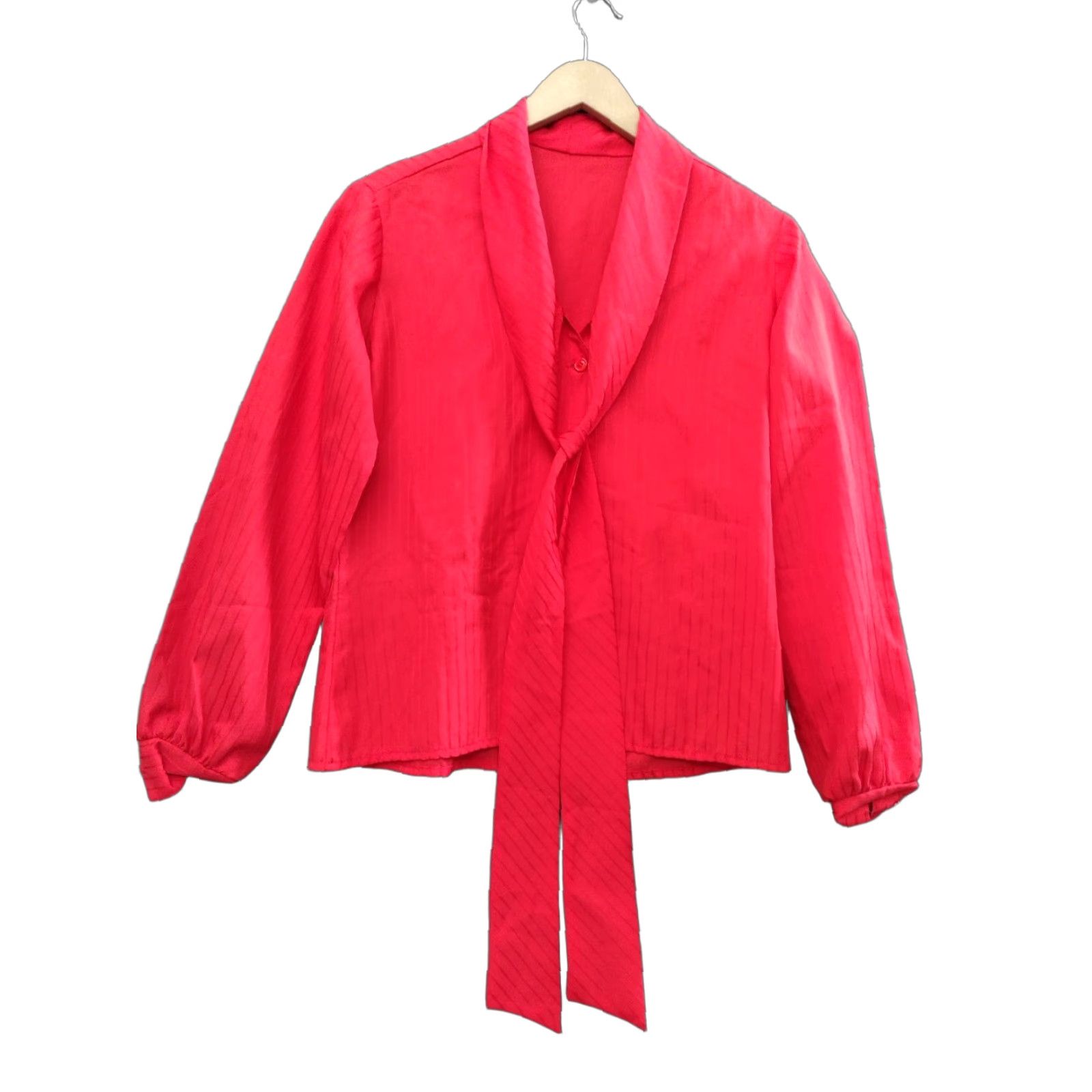 Vintage Unbranded Women's Red Tie Neck Blouse Size M Size M / US 6-8 / IT 42-44 - 1 Thumbnail