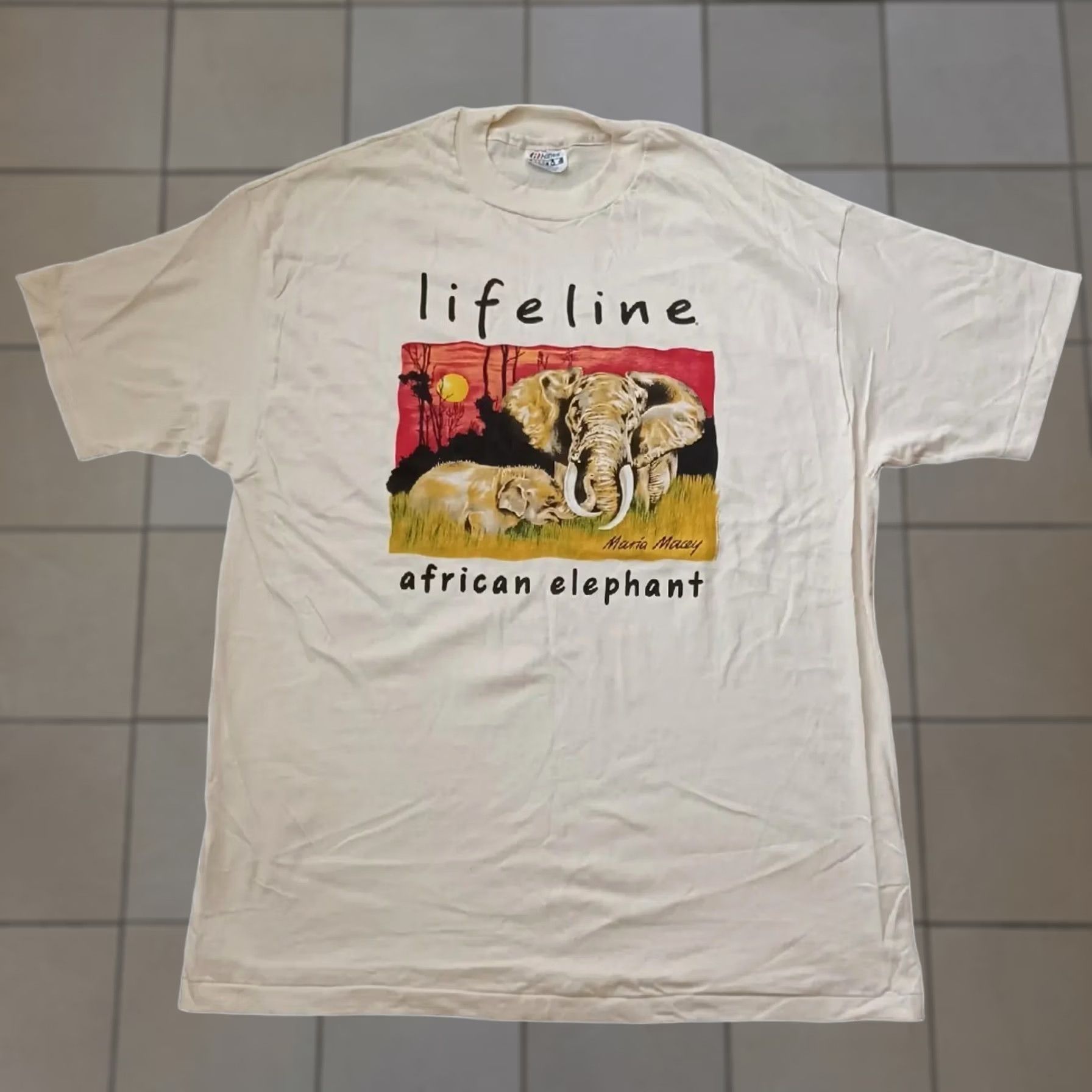 Hanes VINTAGE Lifeline T Shirt Mens XL Cream African Elephant Winterland Productions 90s Hanes Beefy-T USA Animals Emoji? Size US XL / EU 56 / 4 - 1 Thumbnail