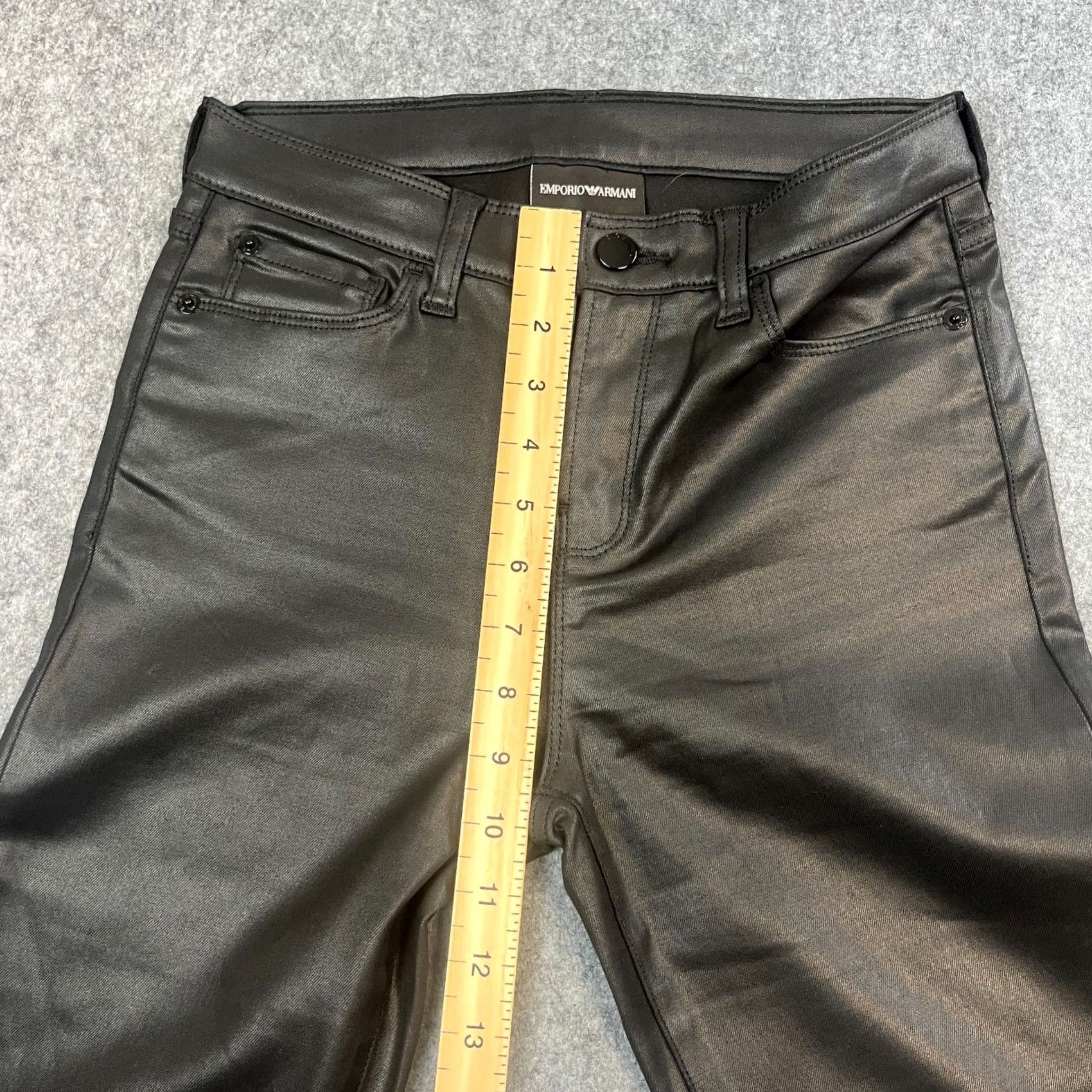 Emporio Armani Emporio Armani Womens Trousers Pants Skinny 27 30 UK 8 Black Coated Stretch Pants Sk Size 30" / US 8 / IT 44 - 6 Thumbnail