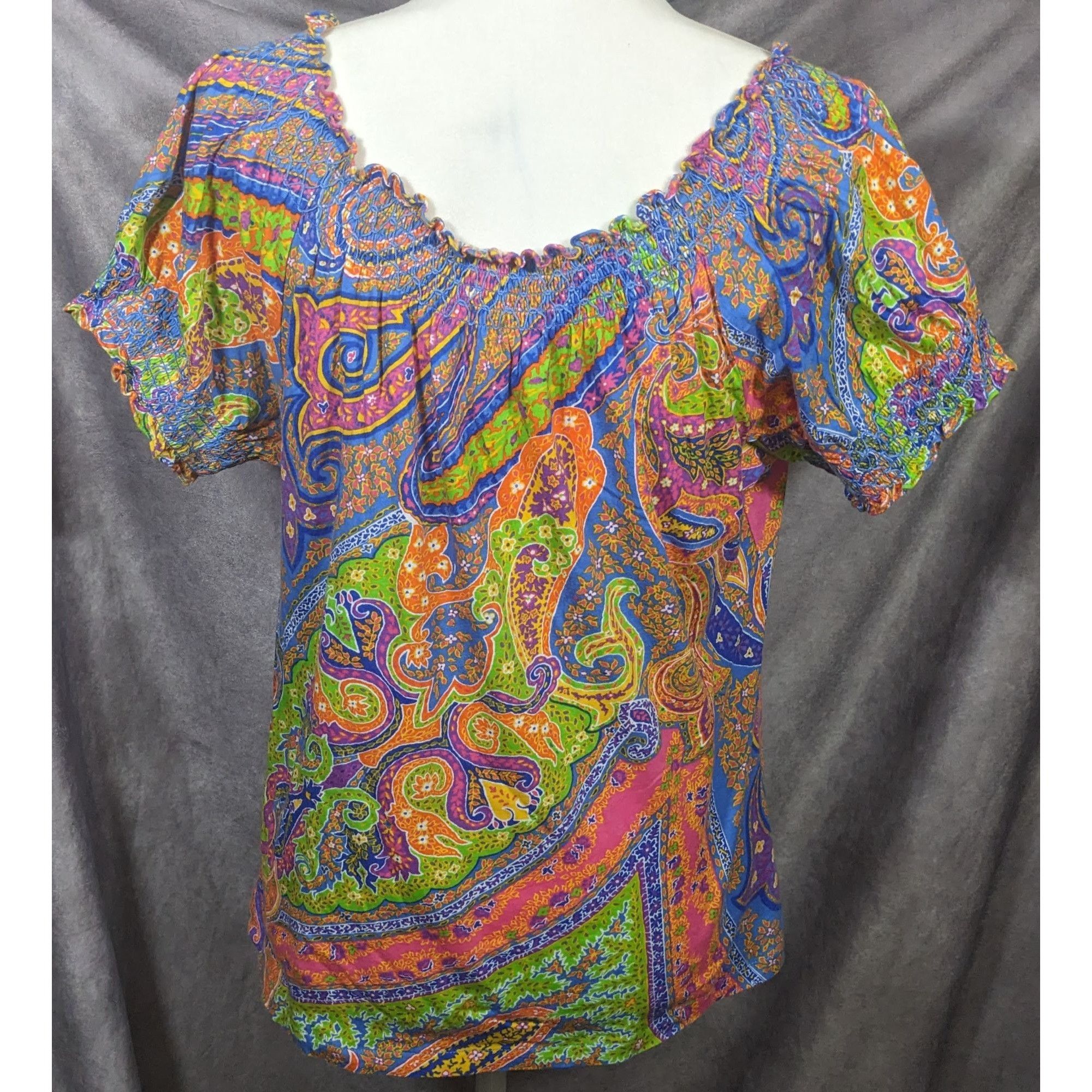 Lauren Ralph Lauren Vintage Y2K Lauren Ralph Lauren Rainbow Paisley Peasant Top Size L / US 10 / IT 46 - 5 Thumbnail