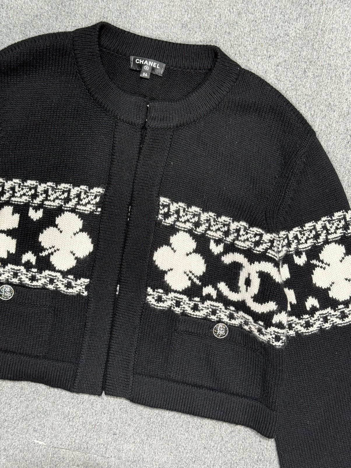 Chanel CHANEL Cashmere Blend Knit Jacket Ski Knit Size S / US 4 / IT 40 - 6 Thumbnail