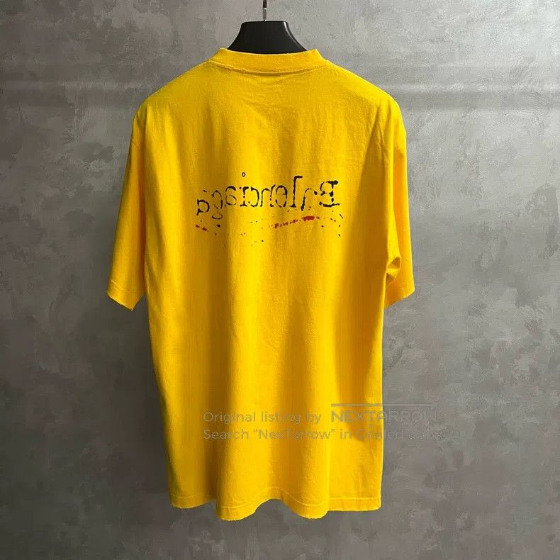 Balenciaga Balenciaga Yellow Letter Printed Round Neck Short Sleeve T Size US XS / EU 42 / 0 - 5 Thumbnail