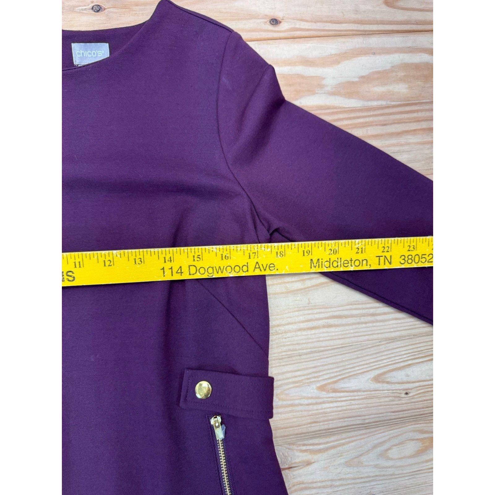 Express Chicos Sheath Dress Size 00 (US 2) Double Zip Maroon Knit Size XS / US 0-2 / IT 36-38 - 7 Thumbnail