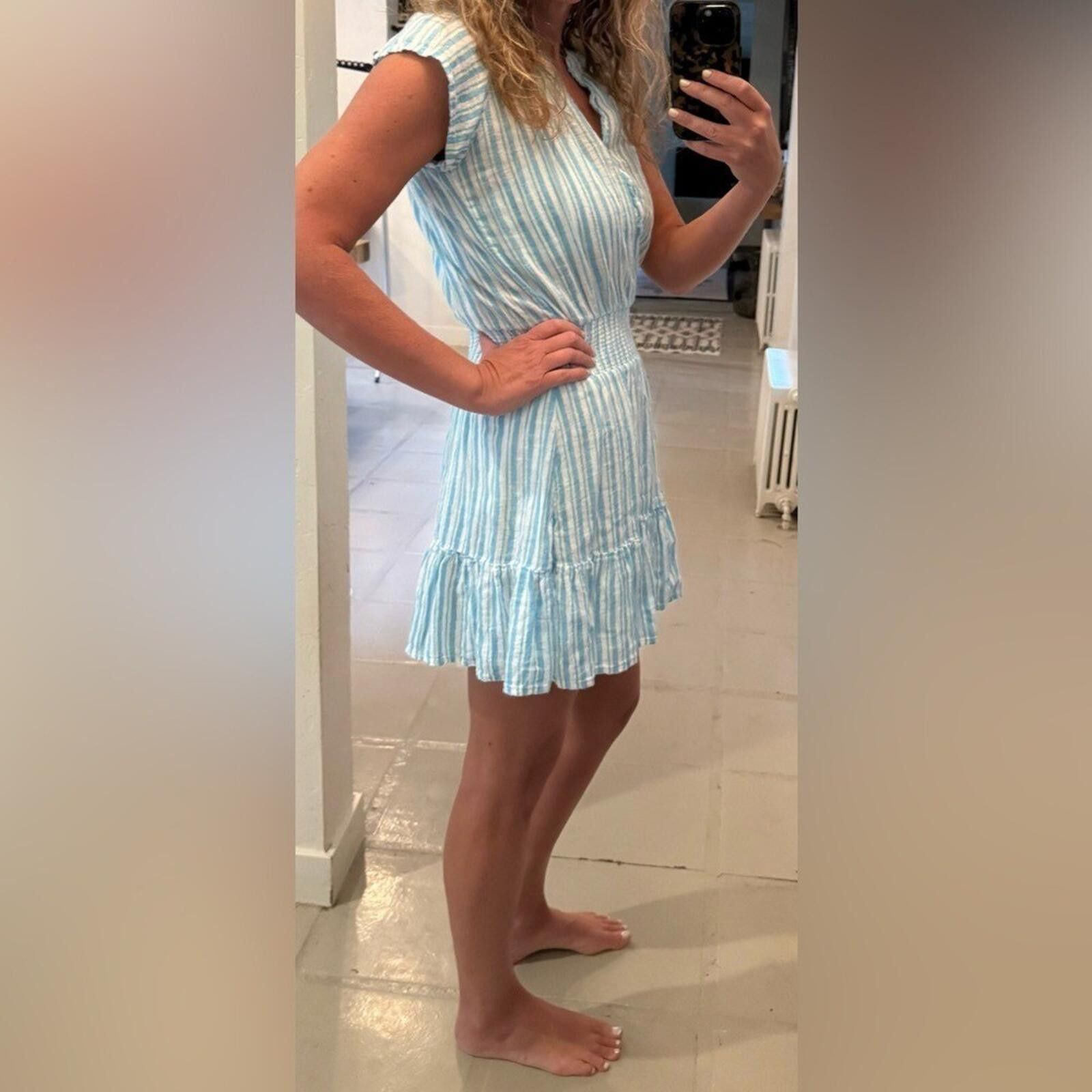 Rails Rails Augustine Laguna Blue Stripe Smocked Mini Dress XS Size XS / US 0-2 / IT 36-38 - 2 Thumbnail