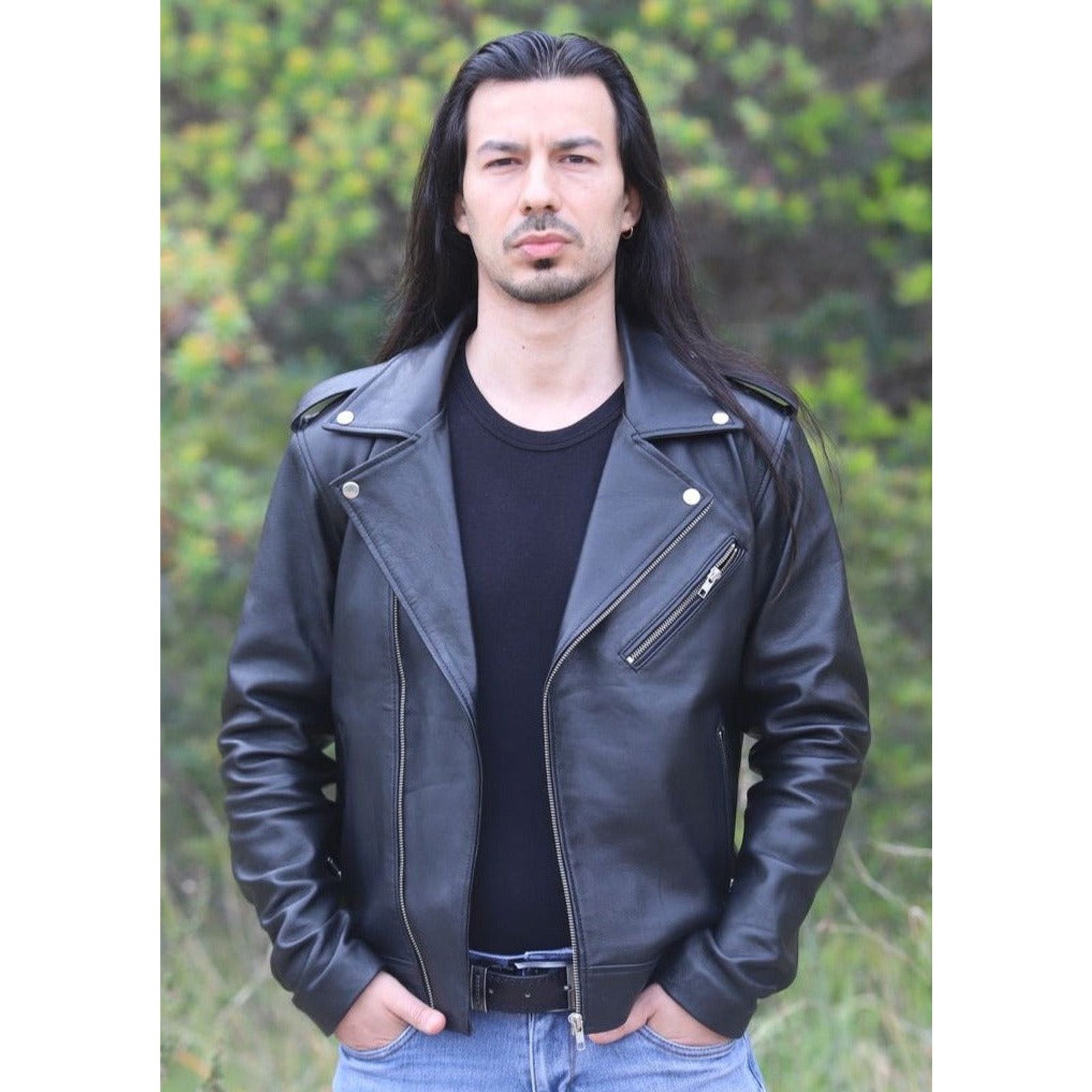 & Other Stories Marco Leather Moto Biker Jacket Size US L / EU 52-54 / 3 - 2 Thumbnail