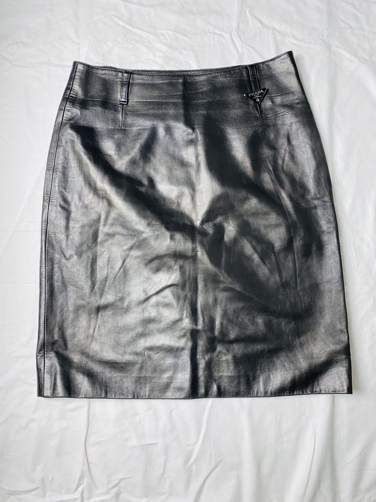 Prada Prade Leather skirt Size 30" / US 8 / IT 44 - 1 Thumbnail