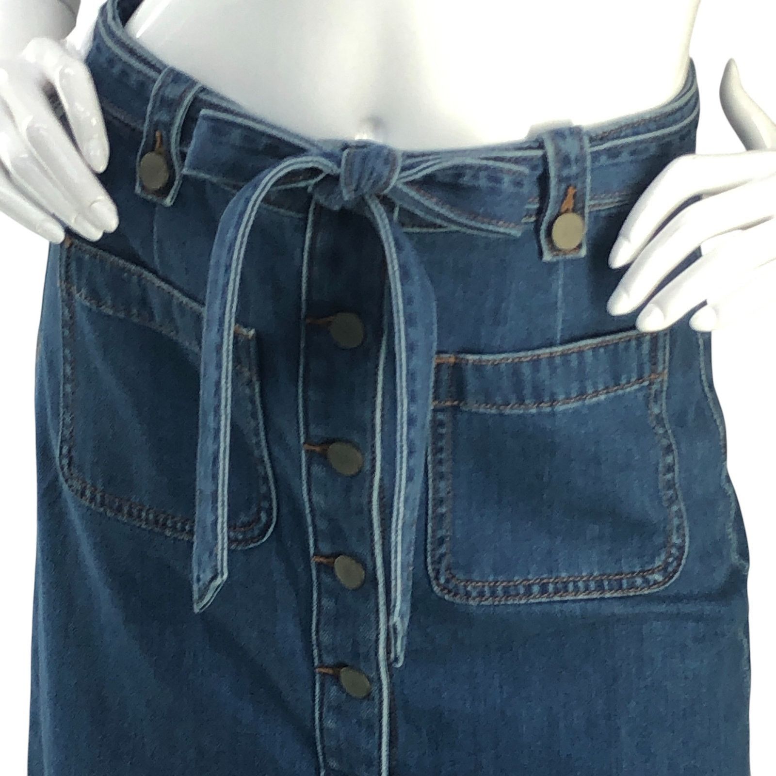 Loft Loft Petite Sz 2P Skirt Denim Jean Patch Pocket Button Front Size 28" / US 6 / IT 42 - 2 Thumbnail