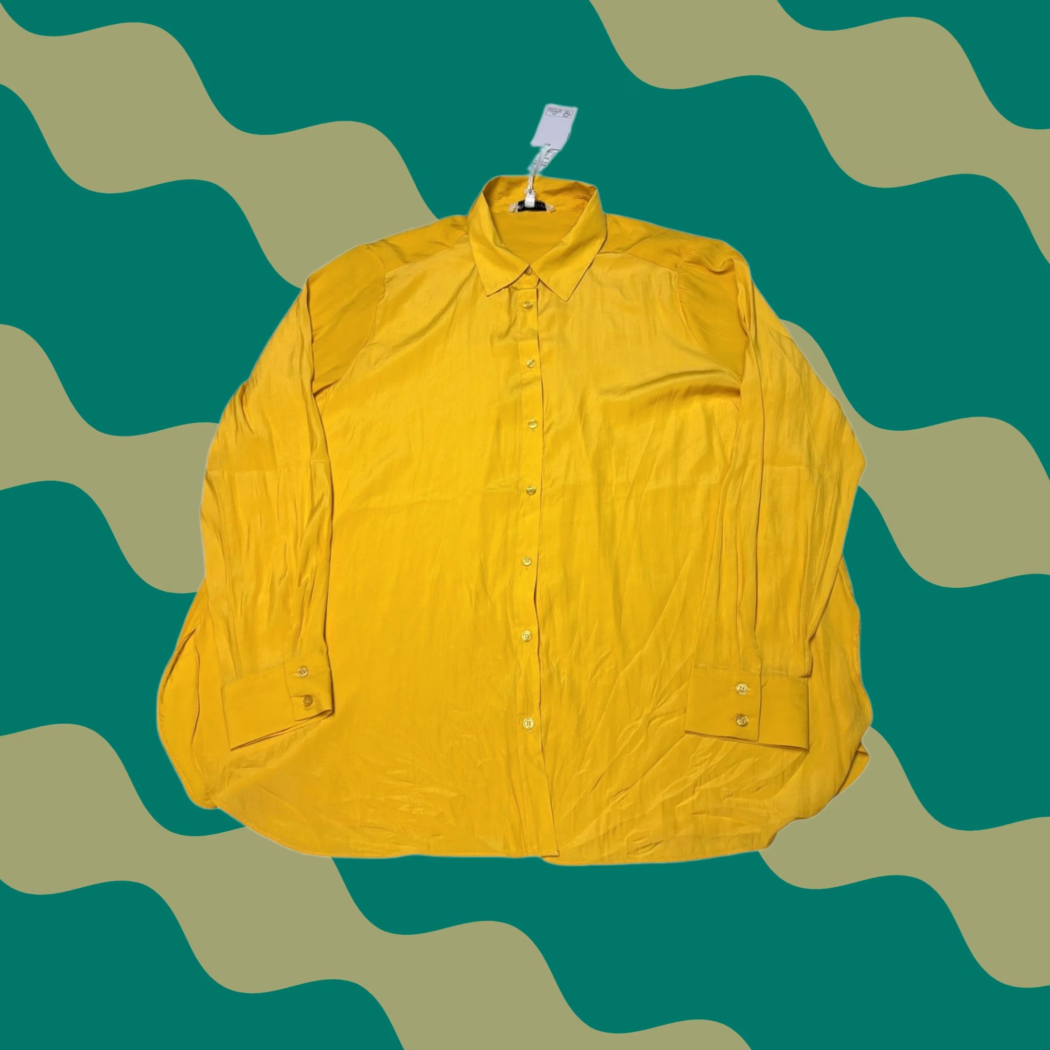 Vintage Rose + Olive Shirt XL Mustard Yellow Long Sleeve Button Down Two Way Wear NWT Size XL / US 12-14 / IT 48-50 - 1 Thumbnail
