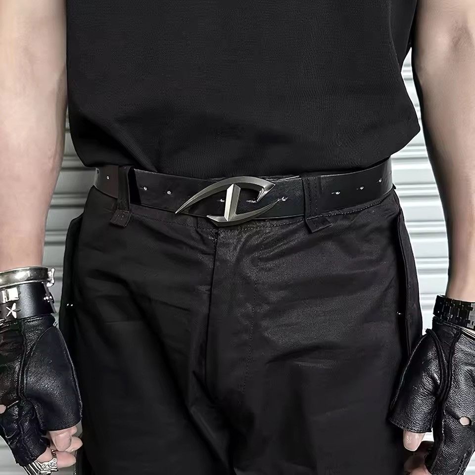 Leather Punk Alien Buckle Vintage Gothic Y2K Belt Size ONE SIZE - 3 Thumbnail