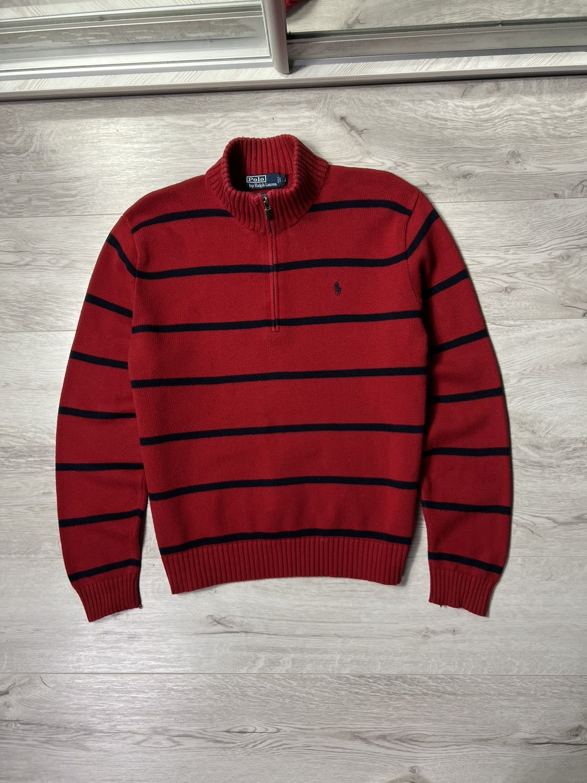 Polo Ralph Lauren Vintage Ralph Lauren Striped Knit Sweater Zip Pullover Size US L / EU 52-54 / 3 - 1 Thumbnail