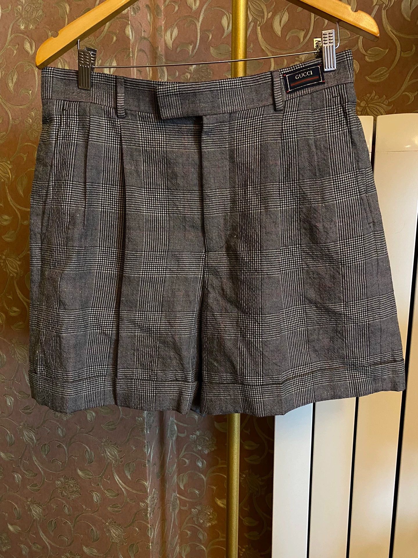 Gucci GUCCI 1921 Blue Label Linen Wool Prince Check Shorts Size US 32 / EU 48 - 1 Thumbnail