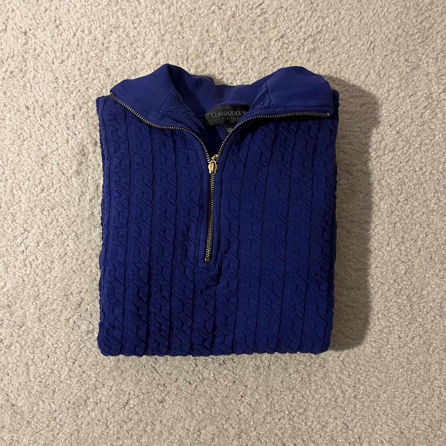 Other Classiques Sport Petites Indigo Gold Accent Quarter Sweater Size M / US 6-8 / IT 42-44 - 3 Thumbnail