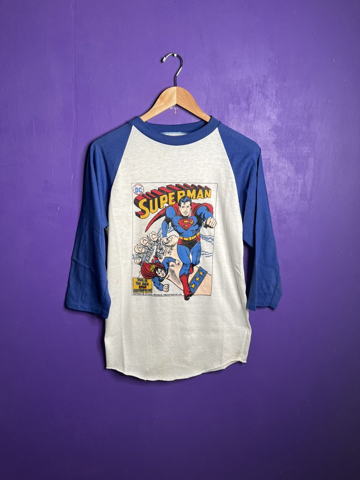 DC Comics × Vintage Vintage 1976 Dc comics Superman raglan t-shirt Size US M / EU 48-50 / 2 - 1 Thumbnail