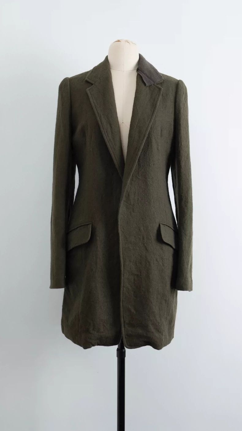 Yohji Yamamoto Yohji Yamamoto Moss-green concealed one-button felted wool Size US S / EU 44-46 / 1 - 3 Thumbnail